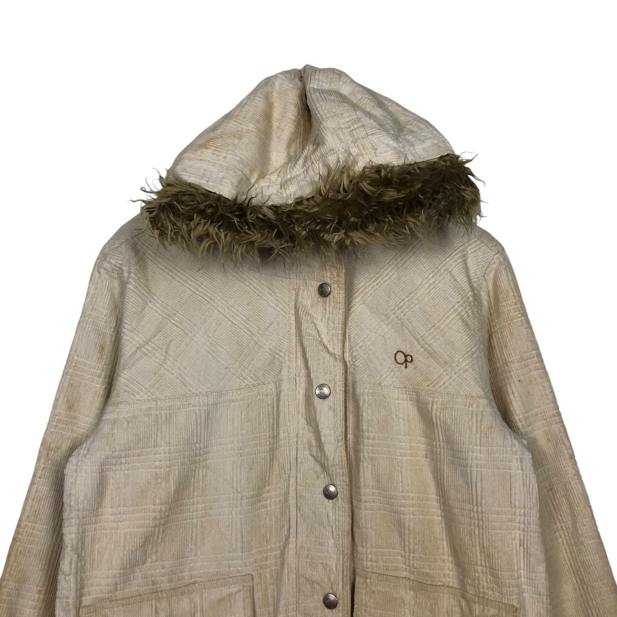 Japanese Brand 📌Vtg Corduroy Bomber Jacket Ocean Pacific Mink Fur Hoodie Size US L / EU 52-54 / 3 - 4 Thumbnail