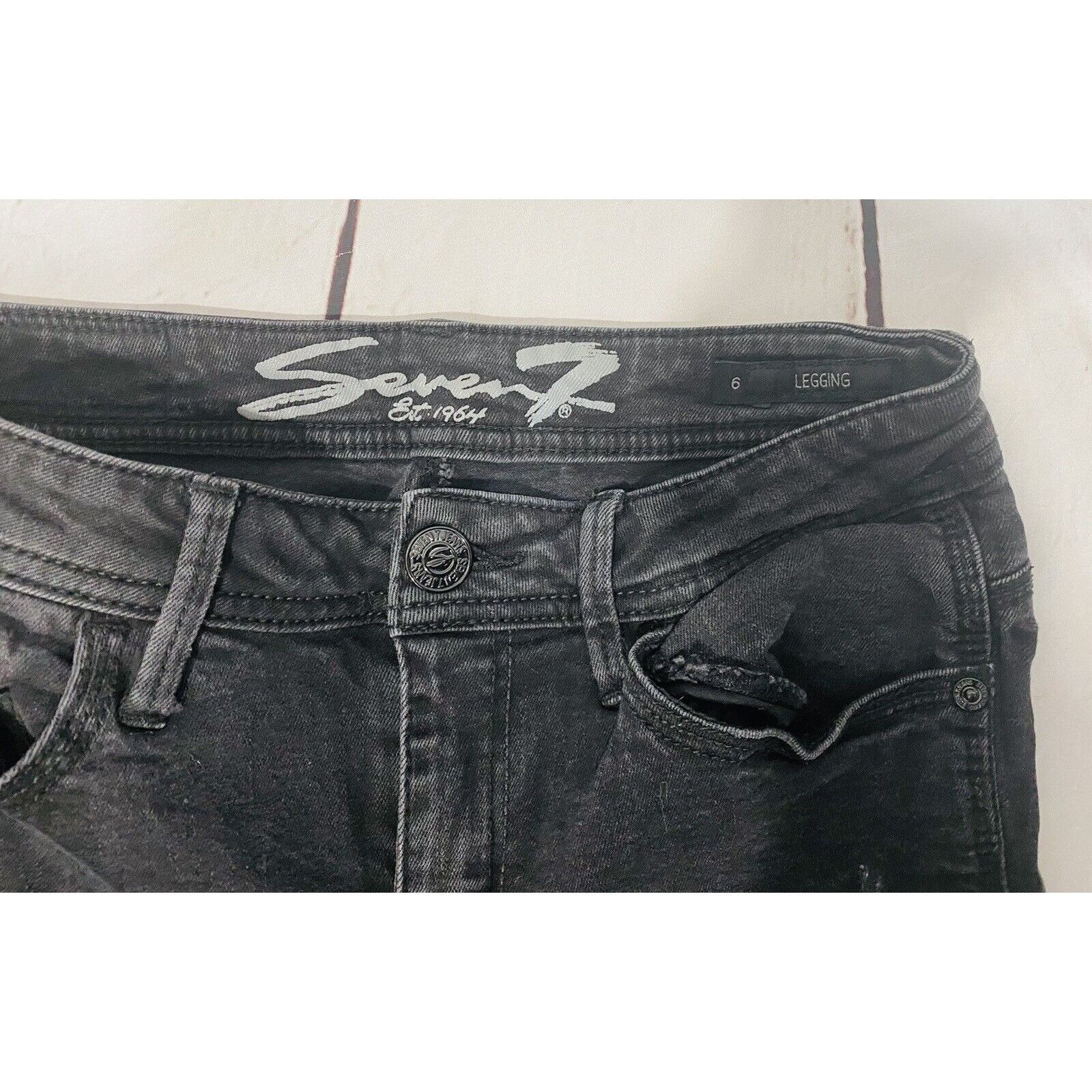 Seven 7 Seven7 Womens Black Distressed Skinny Jeans Size 6 Frayed He Size 28" / US 6 / IT 42 - 10 Thumbnail