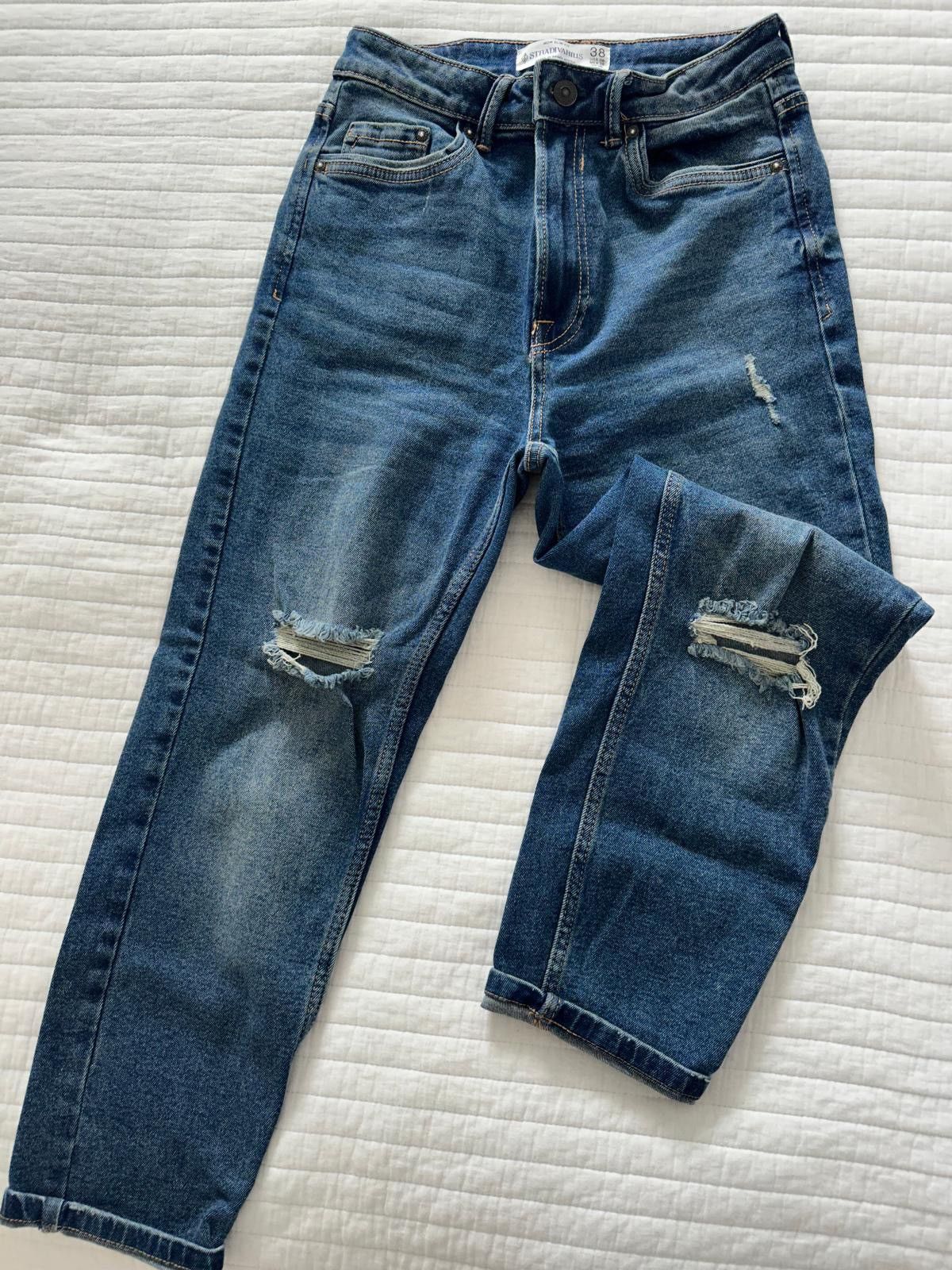 Stradivarius Stradivarius Women’s Distressed Blue Denim Jeans Size 28" / US 6 / IT 42 - 3 Thumbnail