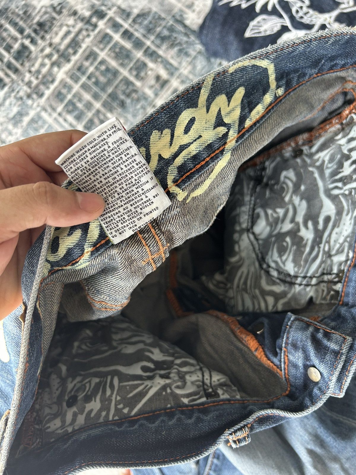 Ed Hardy Embroidery New York Skulls Ed Hardy Denim Size US 33 - 22 Thumbnail