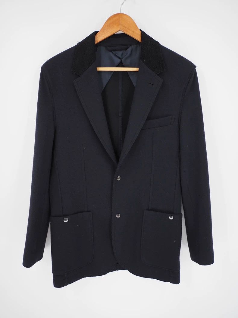 Lanvin Blue Wool Corduroy Collar Suit Jacket Size US XL / EU 56 / 4 - 1 Thumbnail