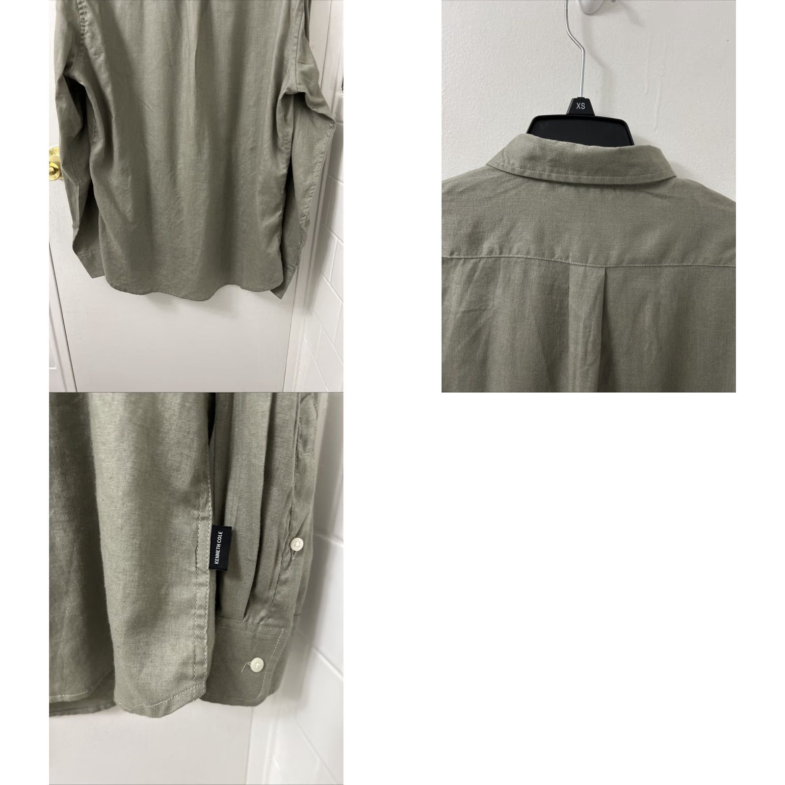 Kenneth Cole Kenneth Cole Shirt Mens Medium Slim Fit Linen Button Down L/S Green Size US M / EU 48-50 / 2 - 9 Thumbnail