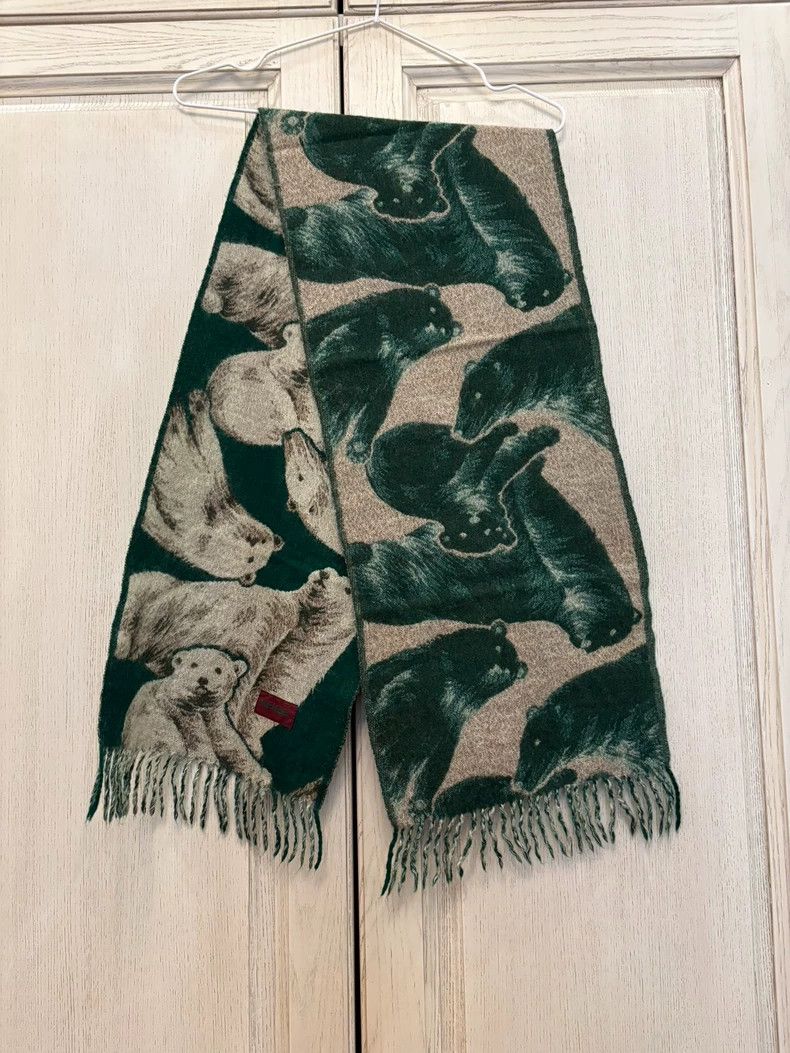 KENZO Polar bear negative wool scarf