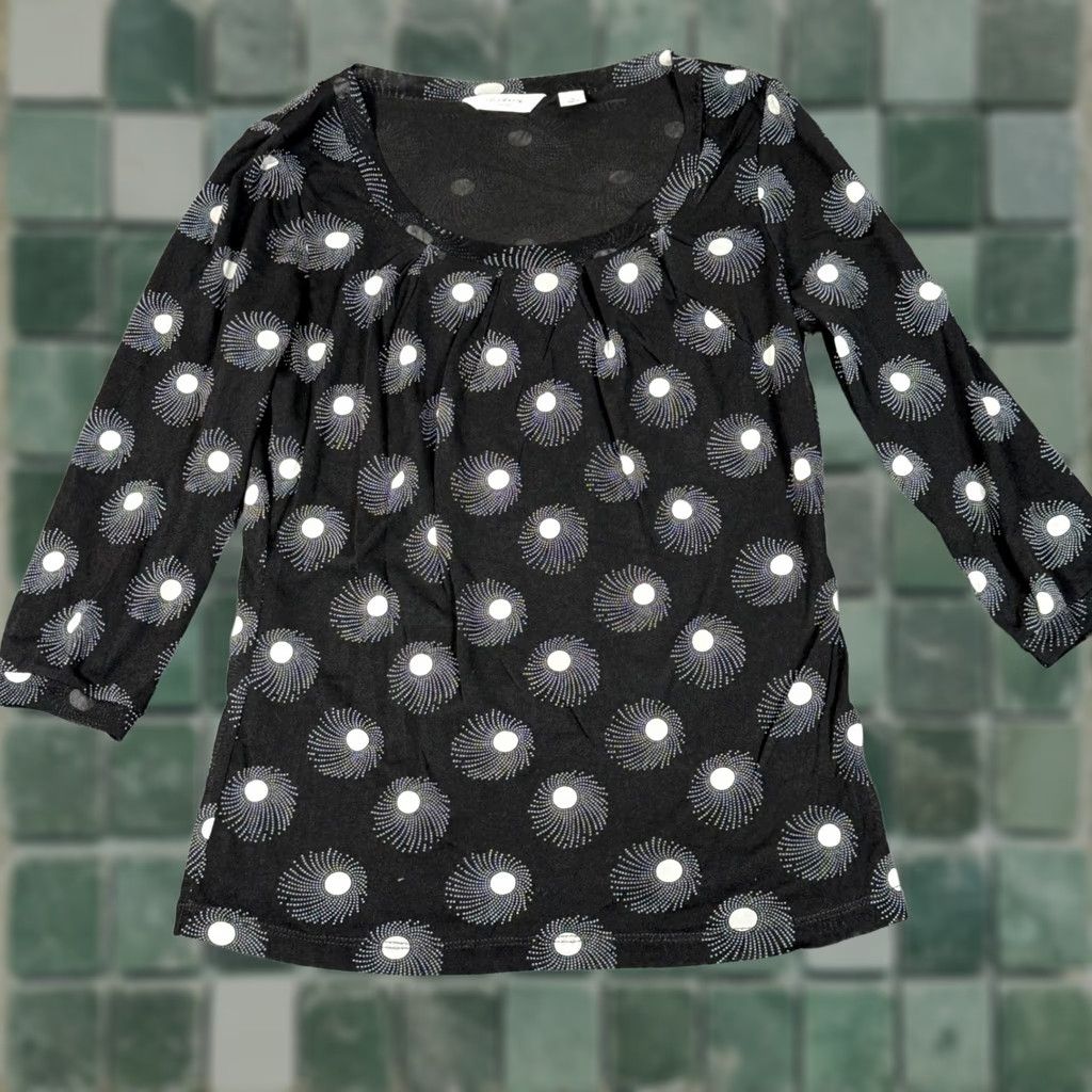 Liz Claiborne Liz Claiborne Black Abstract Dot Print 3/4 Sleeve Knit Top Womens Shirt M Size M / US 6-8 / IT 42-44 - 1 Thumbnail
