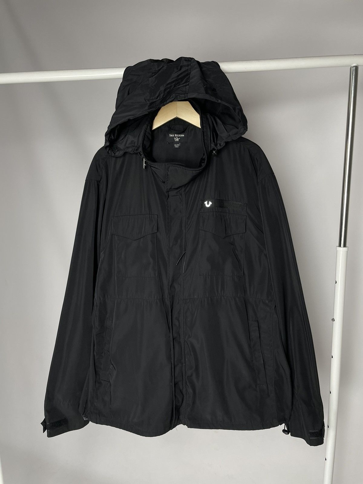 True Religion True Religion Light Hooded Black Supreme Nylon Rain Jacket Size US XXL / EU 58 / 5 - 2 Thumbnail