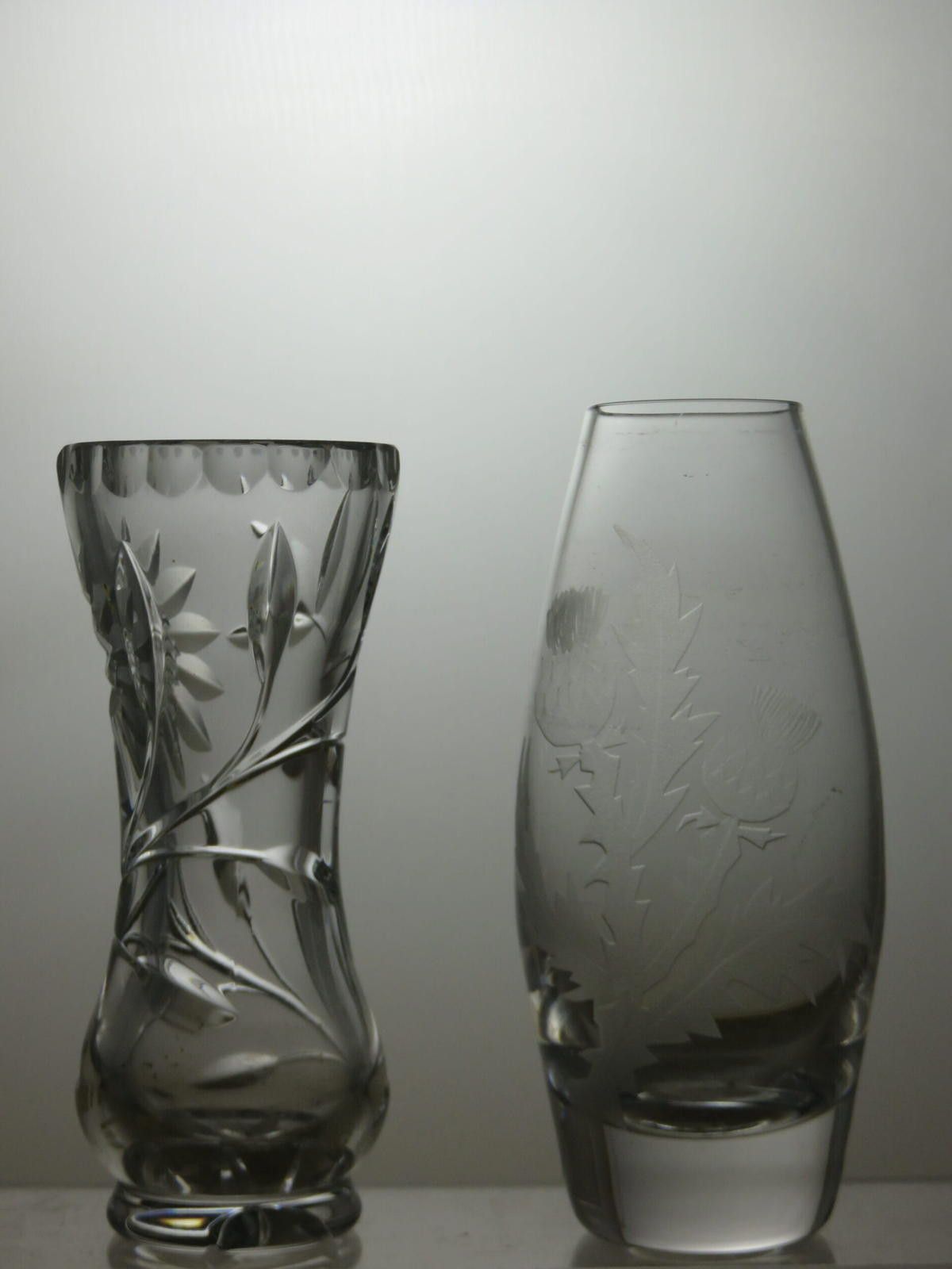 The Unbranded Brand Vintage Lead Crystal Cut Glass Set of 2 Vases 5" Size ONE SIZE - 2 Thumbnail