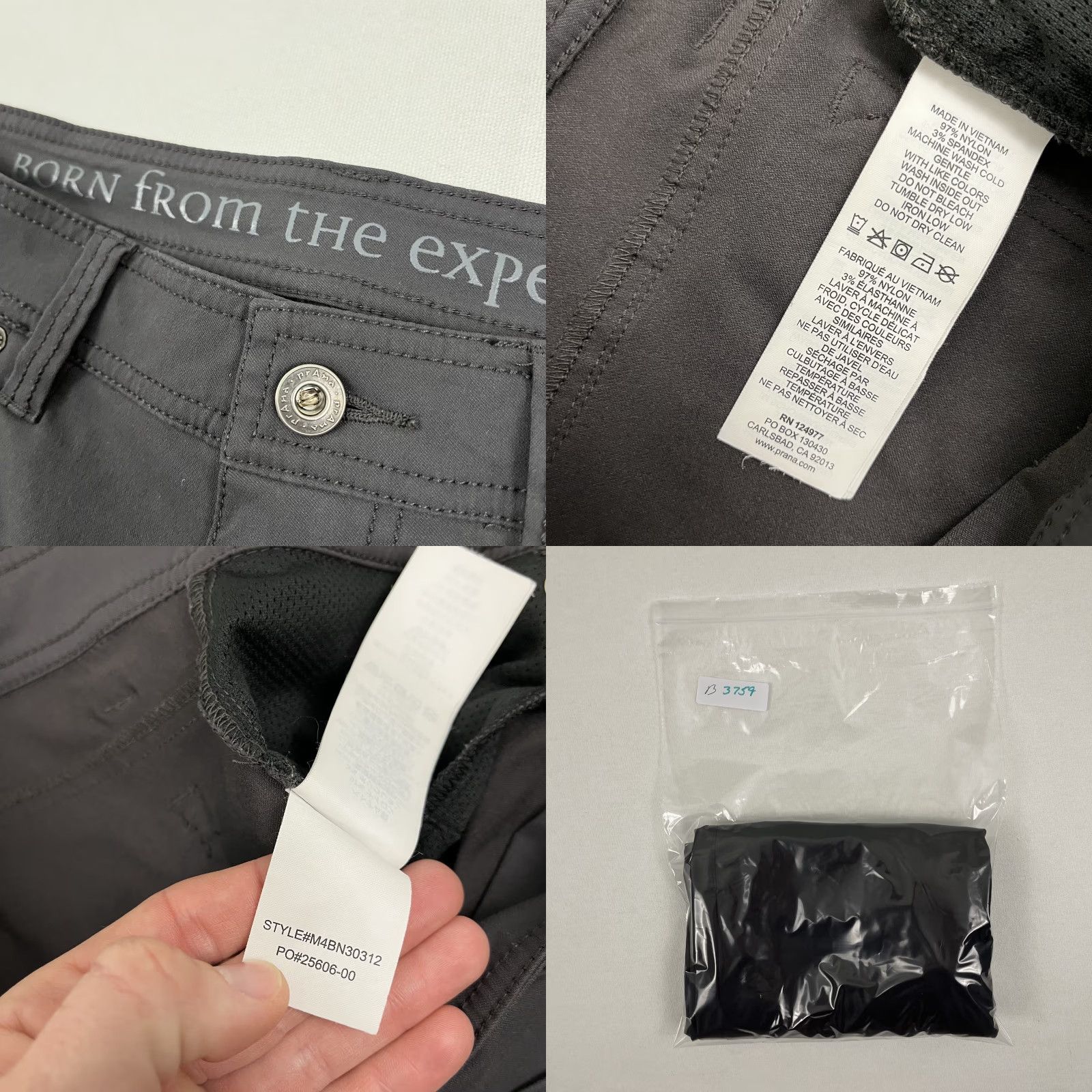 Prana Prana Brion Pants Mens 34 x 29 Slim Fit Dark Gray Nylon Spandex Hiking Gorpcore Size US 34 / EU 50 - 8 Thumbnail