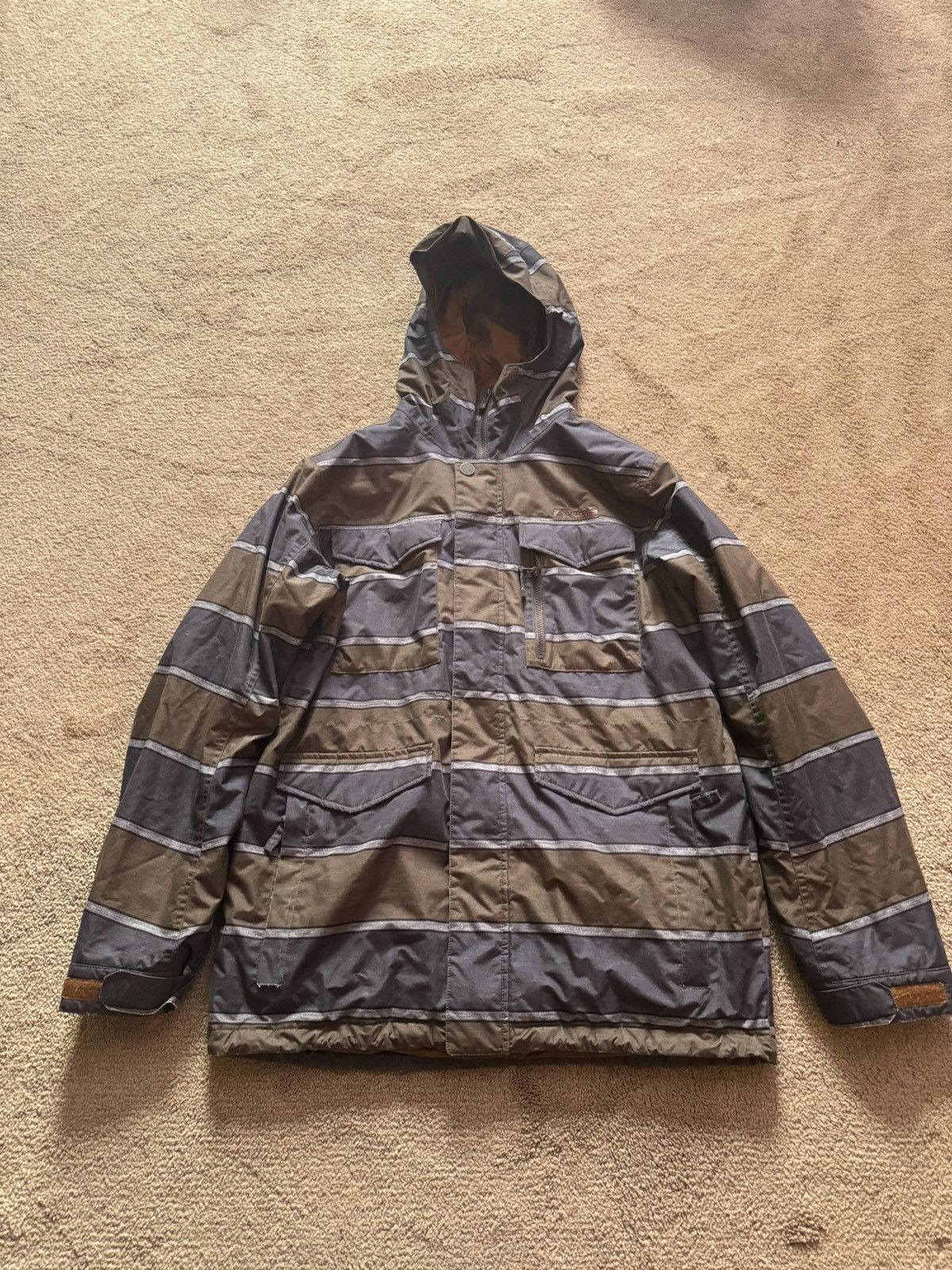 image of Burton Striped Winter Coat in Brown, Men's (Size Medium)
