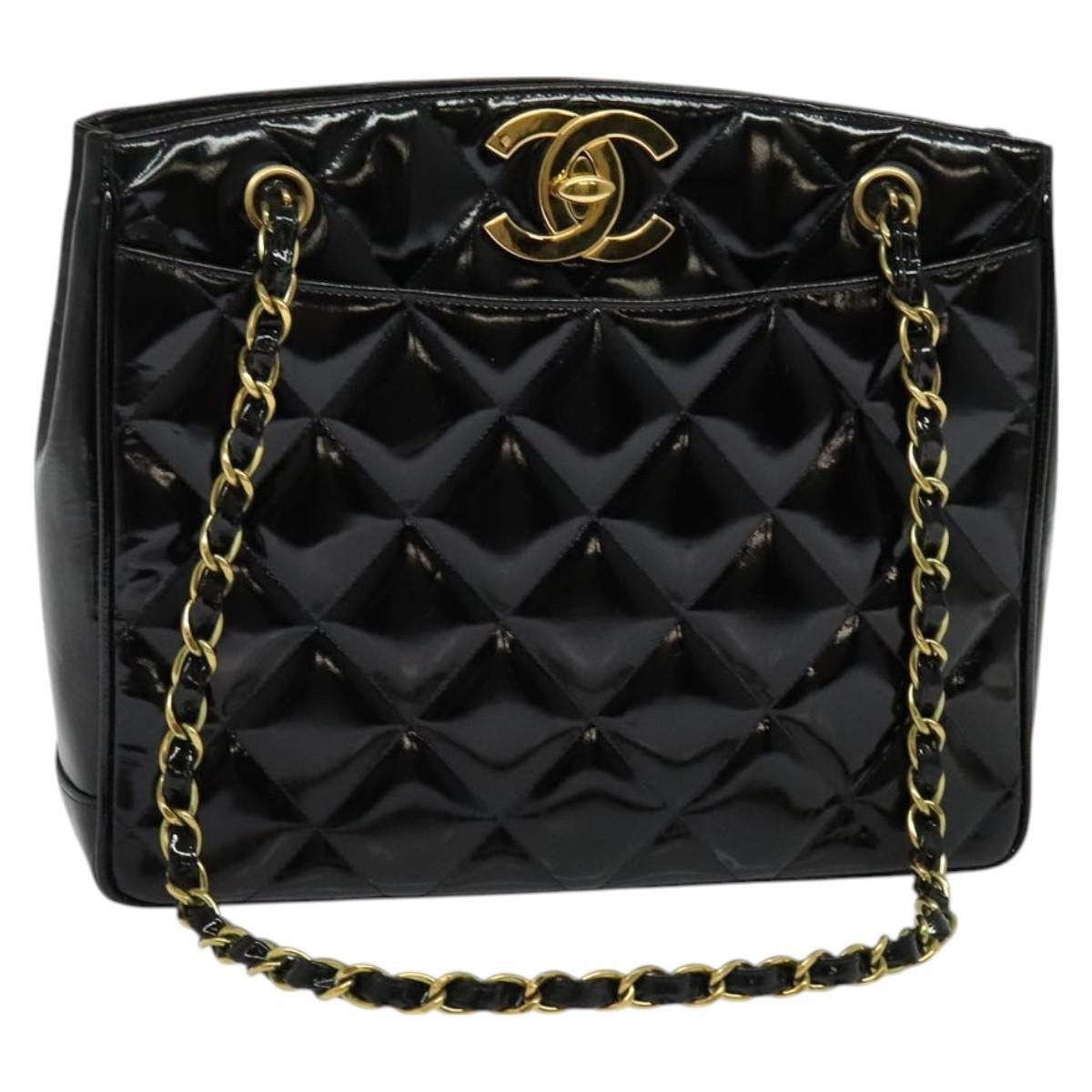 Chanel Chanel Vintage Chain Tote Quilted Patent Size ONE SIZE - 1 Thumbnail