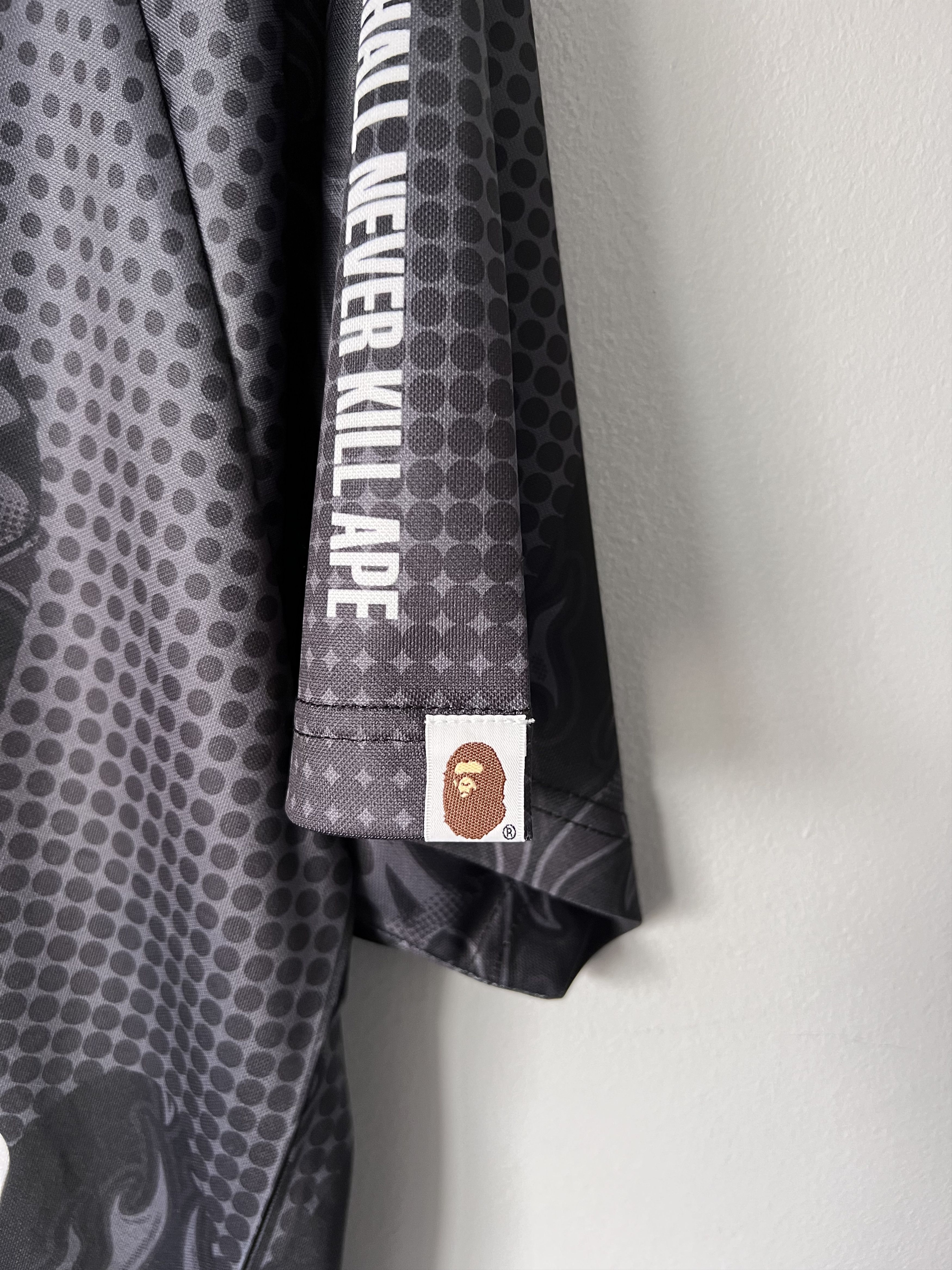Bape Bape Flame Pattern Overall Half Zip Polo Jersey in Black Size US L / EU 52-54 / 3 - 5 Thumbnail