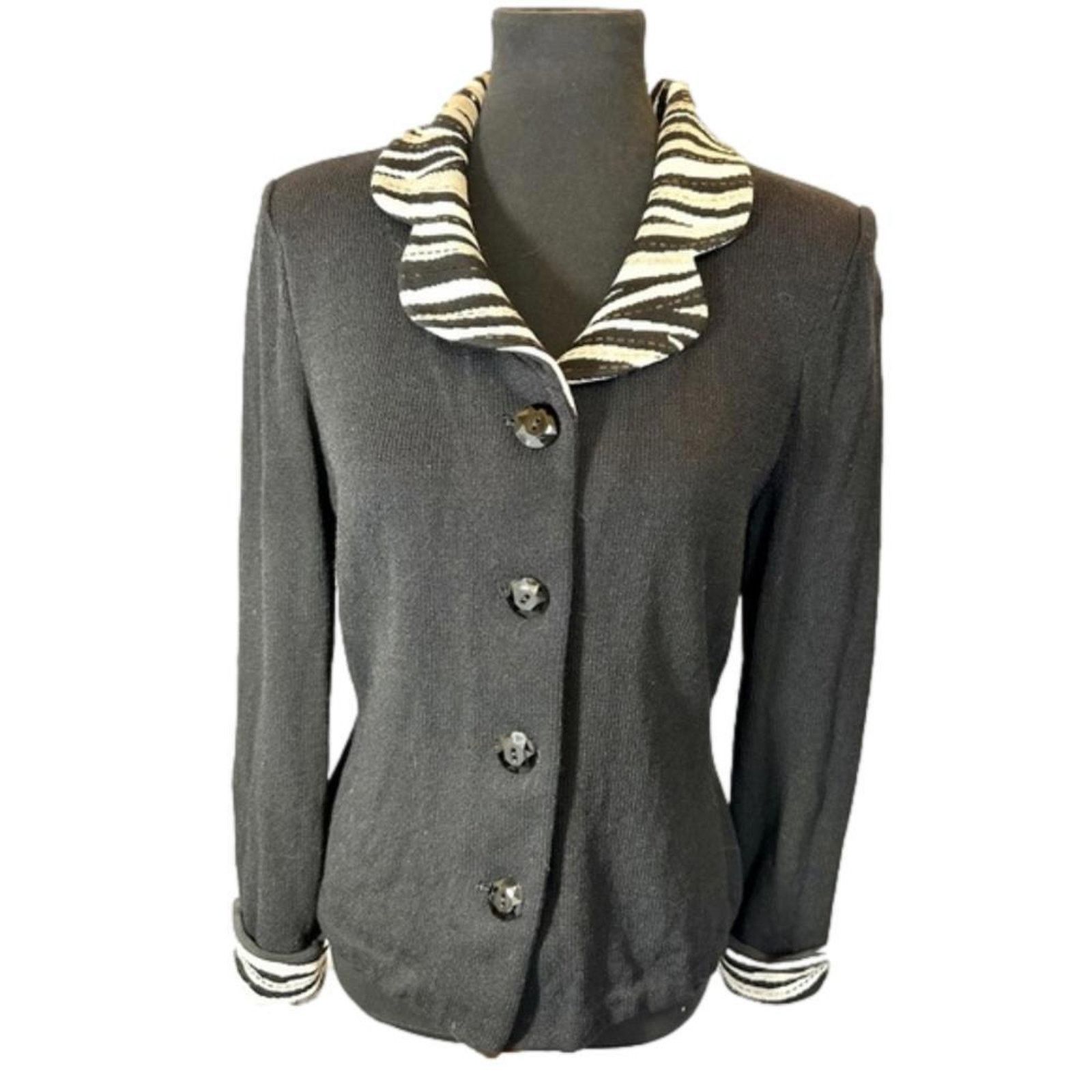 Andrew St. John St. John Evening Black Jacket with Zebra Print Collar - 6 Size M / US 6-8 / IT 42-44 - 1 Thumbnail