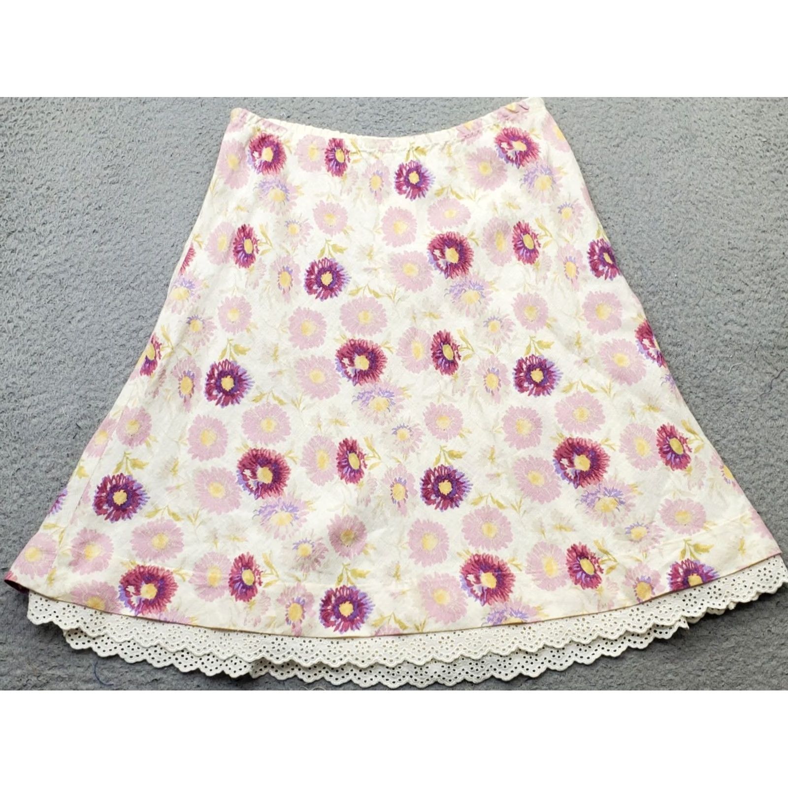 J. Jill J. Jill Womens A-Line Skirt Size PS Small Multicolor Floral Linen Lightweight Casual Travel Size 28" / US 6 / IT 42 - 2 Thumbnail