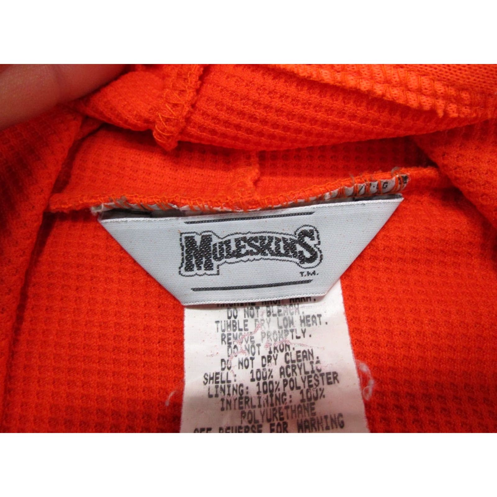 Vintage VTG Muleskins Hoodie Mens XL Blaze Orange Work Thermal Lined Zip Sweatshirt 90s Size US XL / EU 56 / 4 - 2 Thumbnail