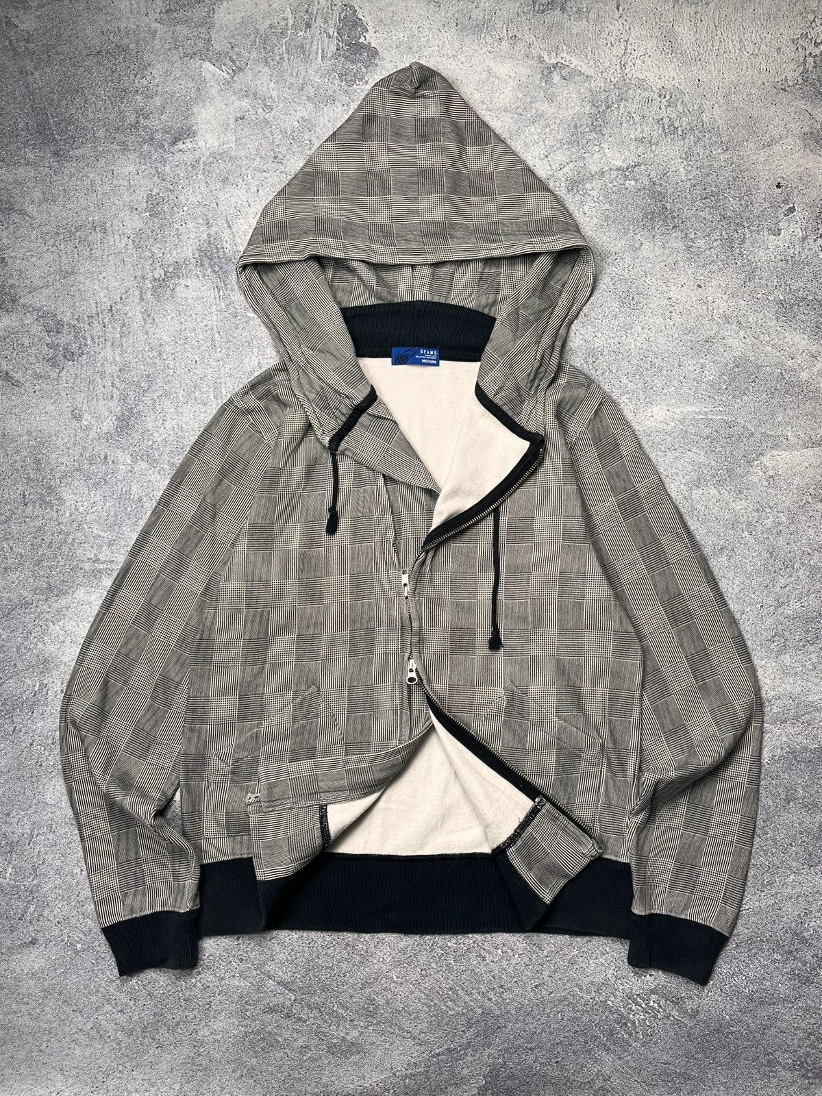 Beams Plus Asyimmetrical Double Zipper Hoodie Plaid Beams Size US M / EU 48-50 / 2 - 1 Thumbnail
