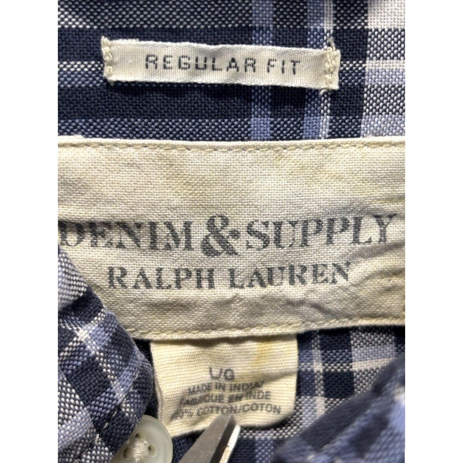 Vintage VINTAGE Denim & Supply Ralph Lauren Button-Up Shirt Men’s L Blue Plaid Regular Fit Men's Shirts Size US L / EU 52-54 / 3 - 5 Thumbnail