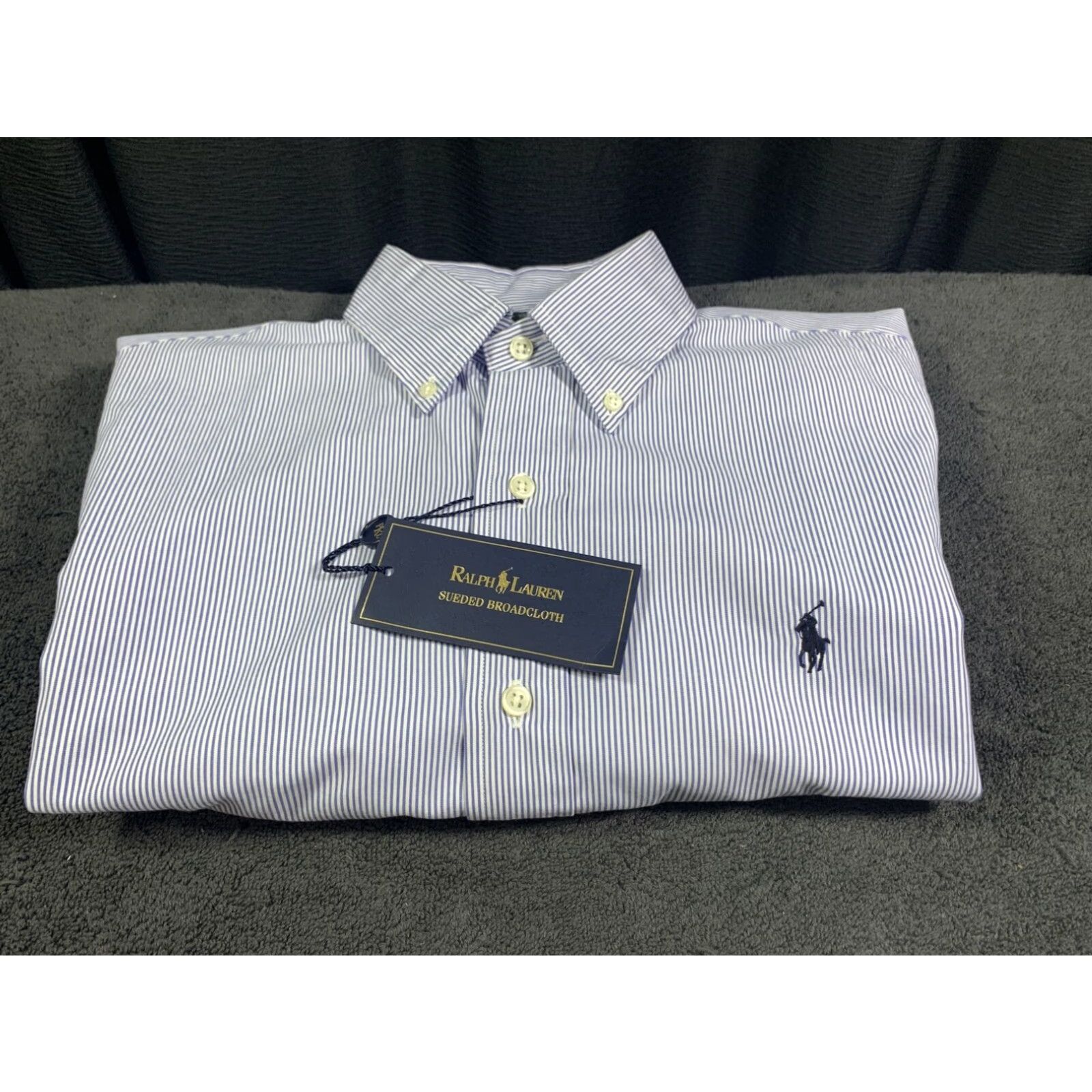 Ralph Lauren Ralph Lauren Custom Fit Long Sleeve Striped Shirt Multicolor Blue White Suede Mens Large Size US L / EU 52-54 / 3 - 8 Thumbnail