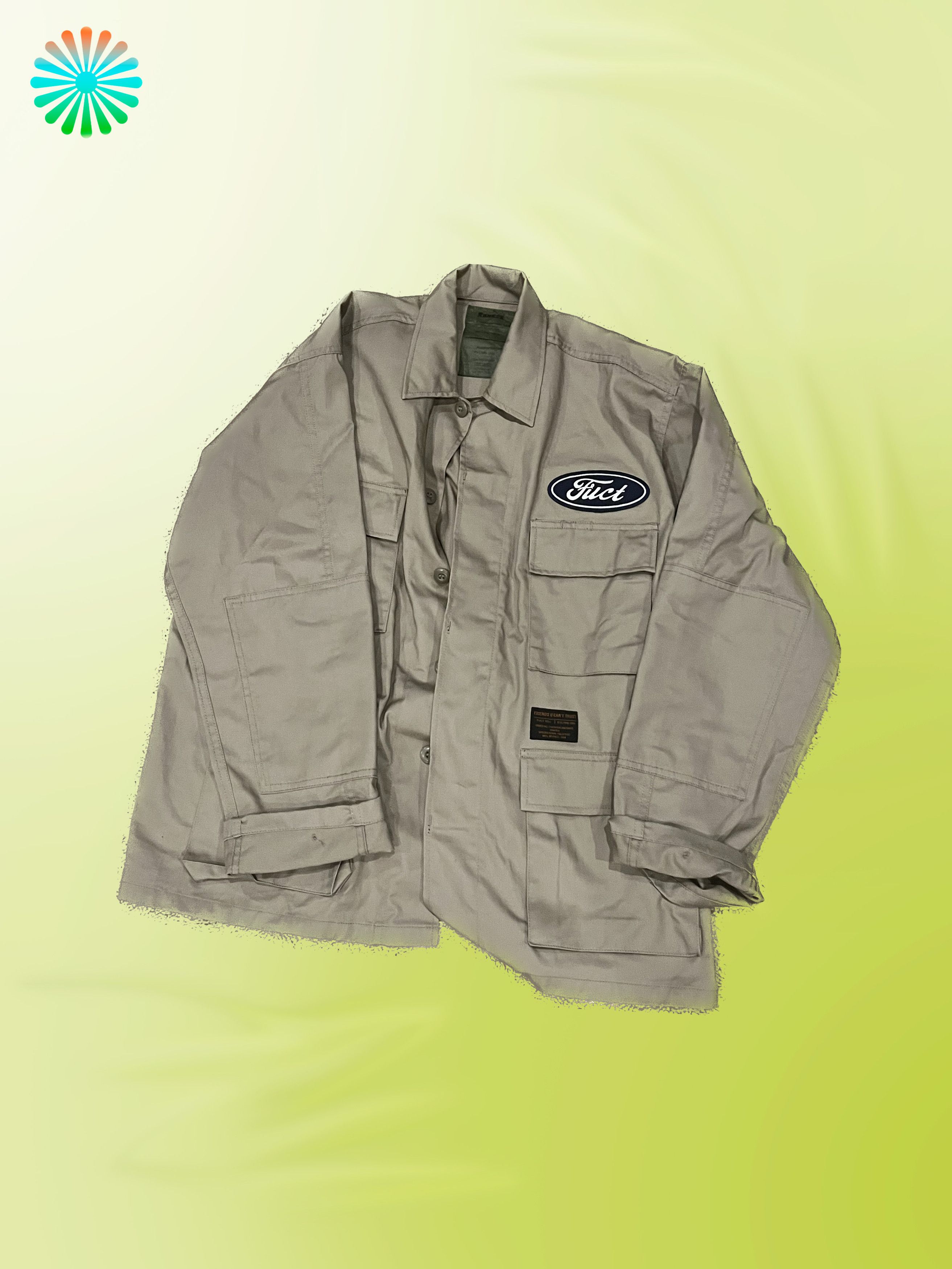 image of 'america Is Fuct' Military-Style Jacket Mens Size L in Beige
