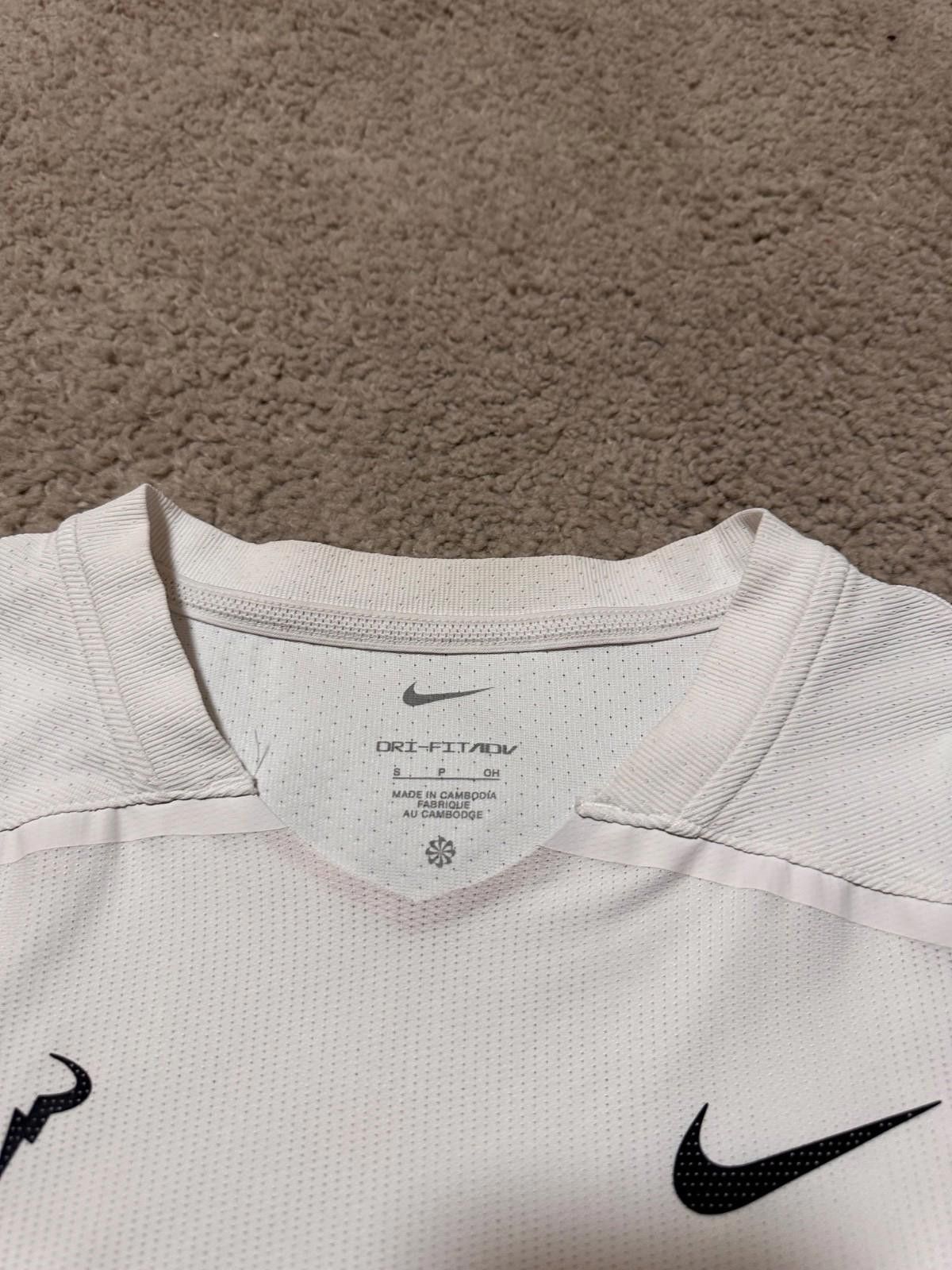 Nike Nike Court Rafa Nadal Dri-FIT ADV White Tennis Shirt Mens S Size US S / EU 44-46 / 1 - 4 Thumbnail