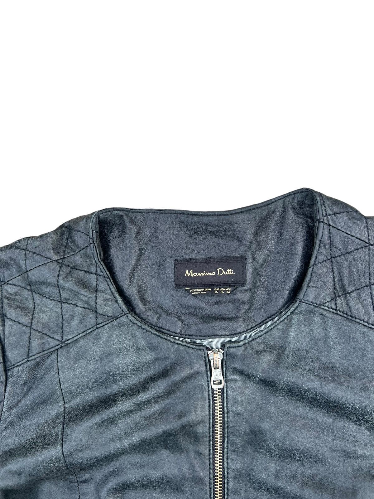 Massimo Dutti Vintage Massimo Dutti Distress Fade Leather Biker Jacket Size XL / US 12-14 / IT 48-50 - 4 Thumbnail