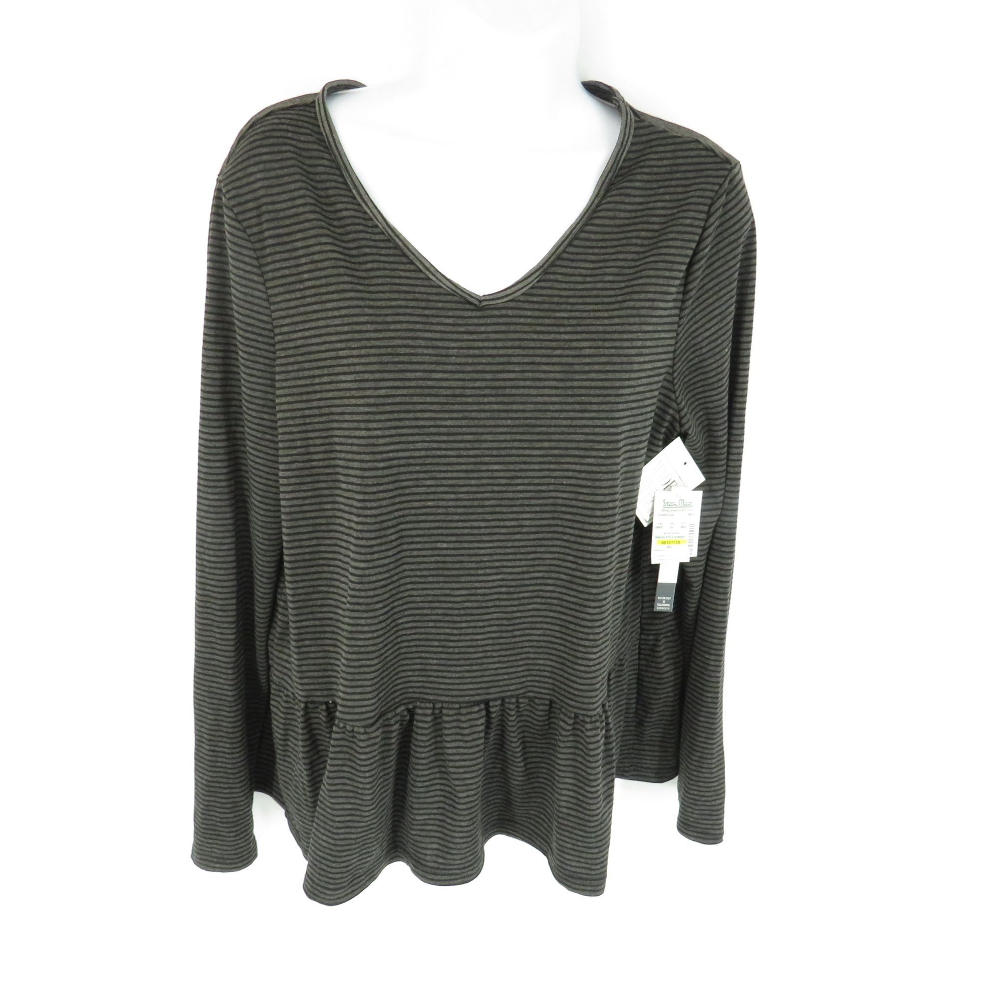 Other Silverwear Womens Black & Gray Striped Long Sleeve Peplum To Size M / US 6-8 / IT 42-44 - 1 Thumbnail