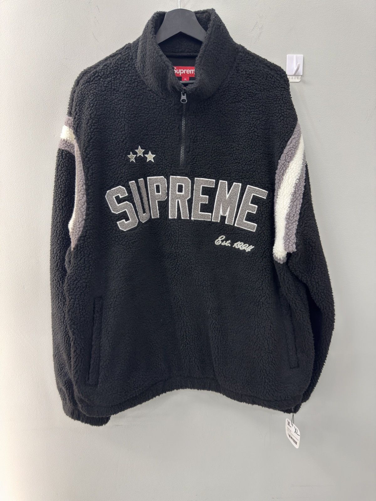 Supreme Supreme Arc Logo Black Fleece Pullover Quarter Zip Size US XL / EU 56 / 4 - 1 Thumbnail