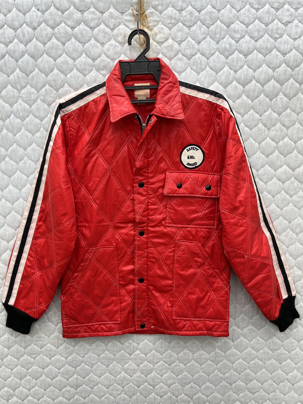 image of Steals VTG Racing Quilted Jacket in Red, Men's (Size Small)