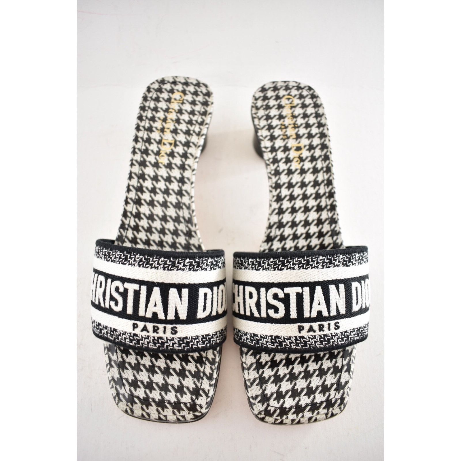 Dior Christian Dior Dway Heeled Slide Black White Houndstooth Size US 8 / IT 38 - 11 Thumbnail