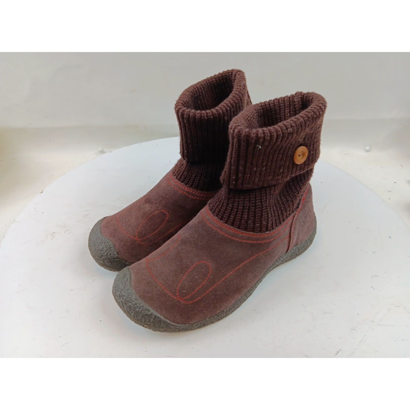 KEEN KEEN Shay Sweater Ankle Booties Slippers Women's Size 7.5 Brown Knit Foldover Bootie Sh Size M / US 6-8 / IT 42-44 - 4 Thumbnail