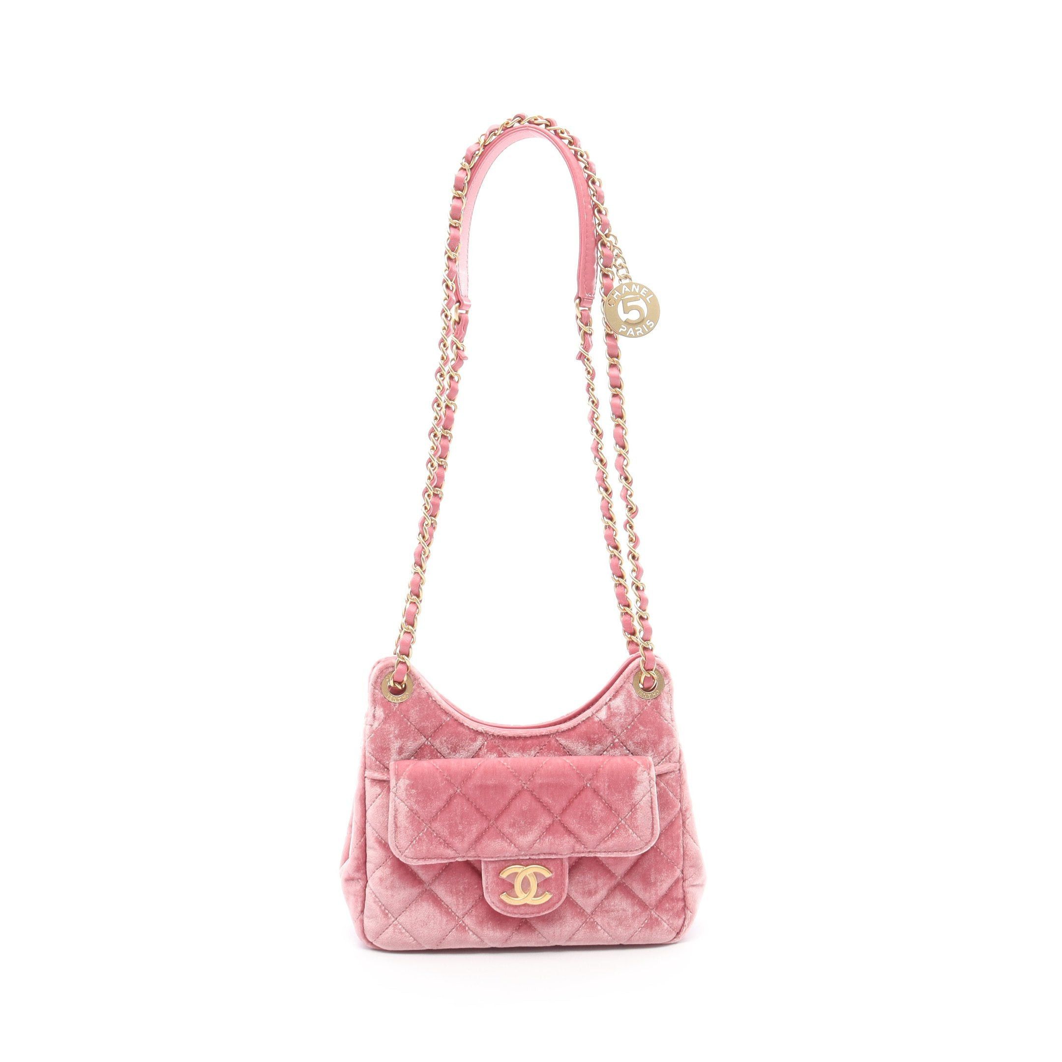 Chanel Matelasse Double Chain Shoulder Bag Velor Leather Pink Gold Hardware, Women's