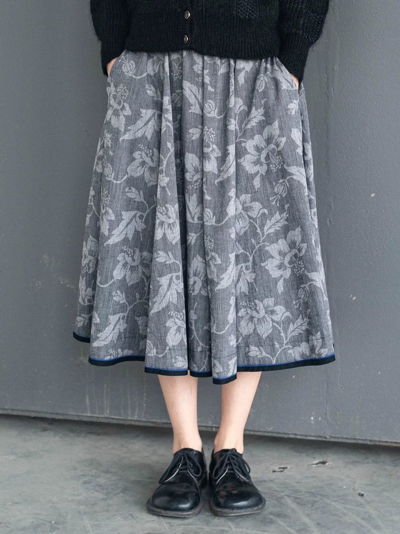 Kenzo KENZO Blue and gray floral skirt vintage Size 25" / US 0 / IT 36 - 3 Thumbnail