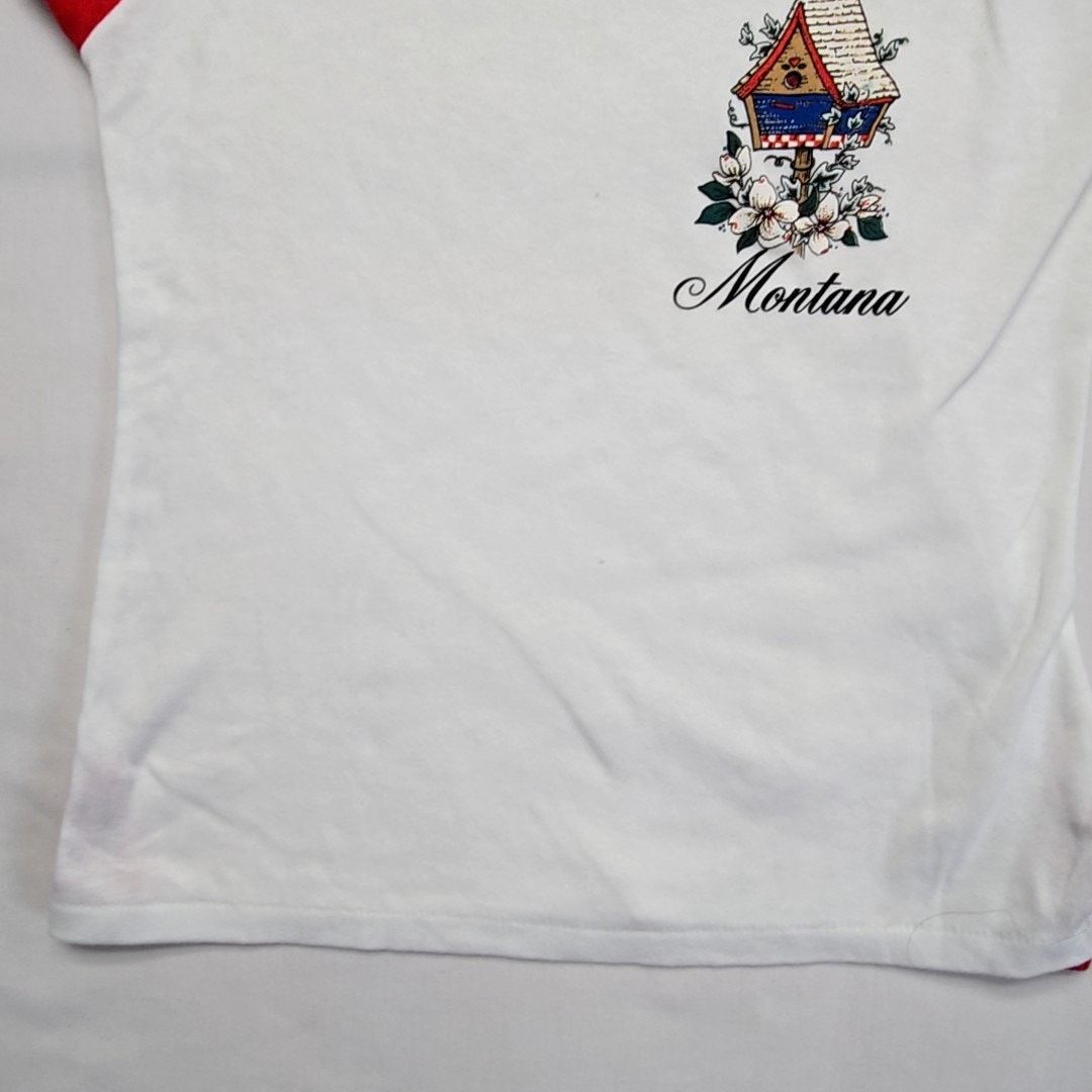 Vintage Vintage Montana Tee Red White V-Neck Womens Medium Shirt Size M / US 6-8 / IT 42-44 - 3 Thumbnail