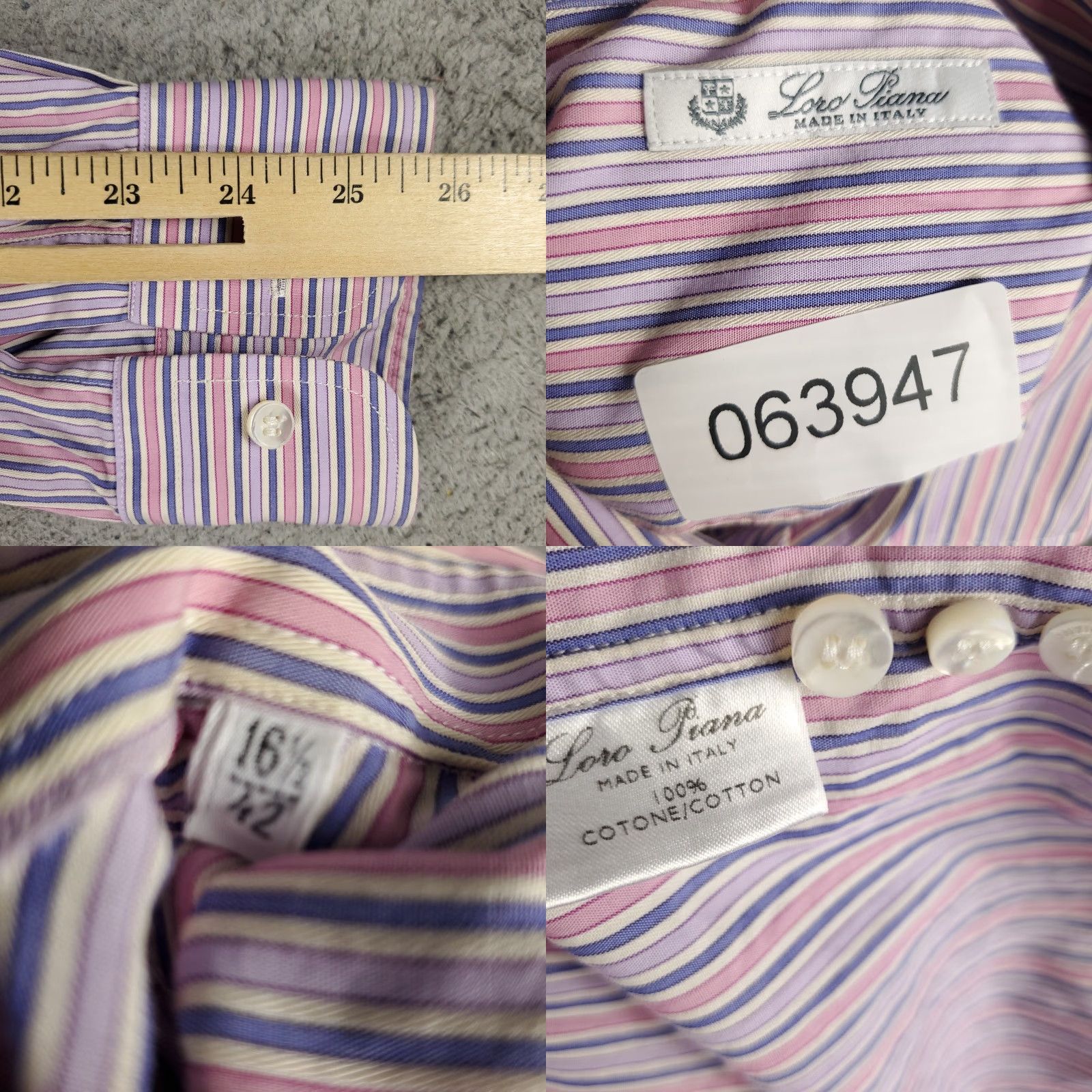 Loro Piana Loro Piana Shirt Mens Size 16.5 Blue Pink Striped Italy Button Up Long Sleeve Shirt Size US L / EU 52-54 / 3 - 8 Thumbnail