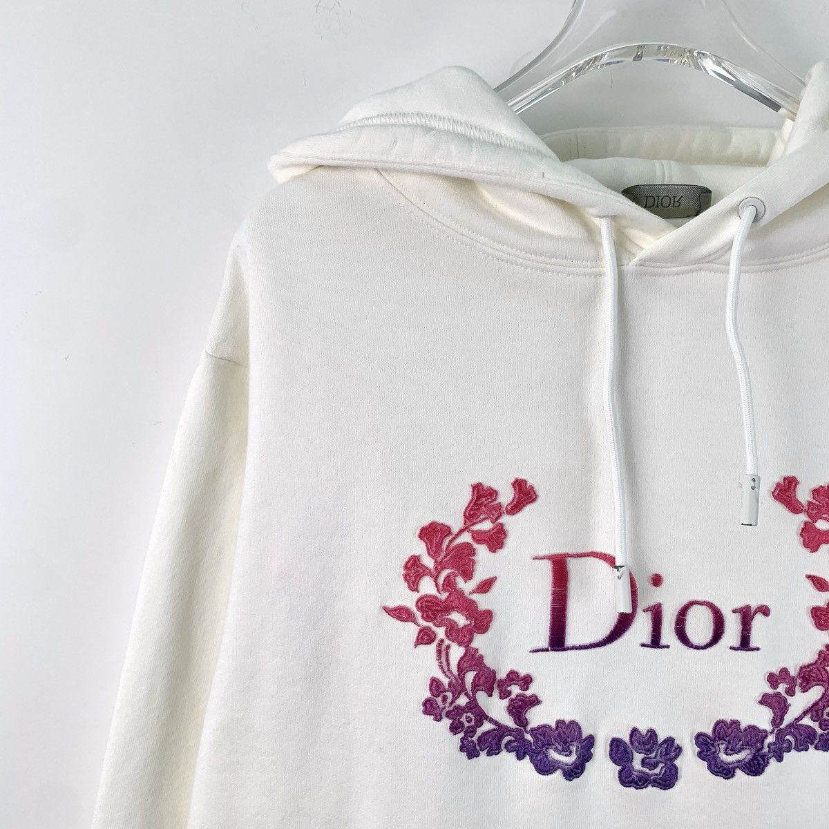 Dior Dior White Letter Embroidered Cotton Hooded Sweatshirt K26WX Size US S / EU 44-46 / 1 - 3 Thumbnail