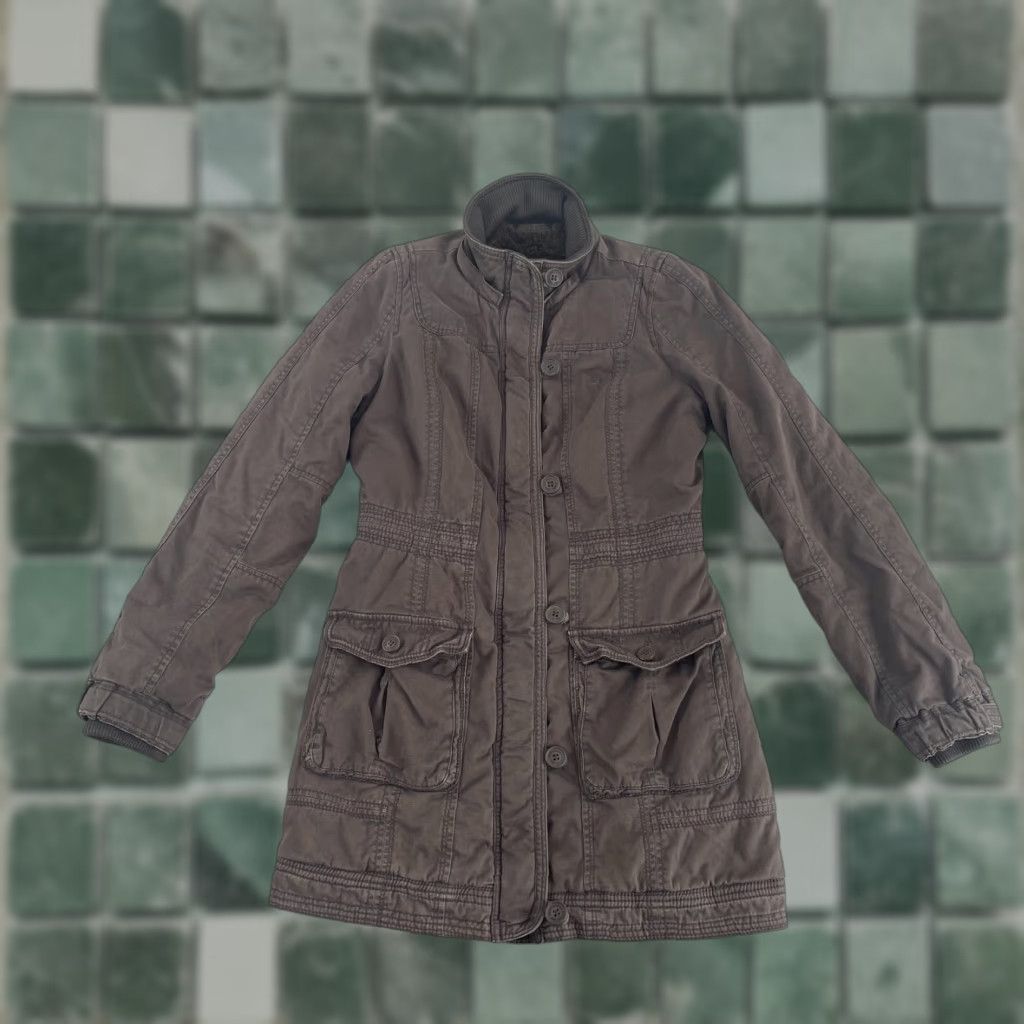 Abercrombie & Fitch Abercrombie & Fitch Jacket Women M Brown Faux Fur Lining Y2K Parka Long Coat/Cotton Canvas 90s Vintage Style Size M / US 6-8 / IT 42-44 - 1 Thumbnail