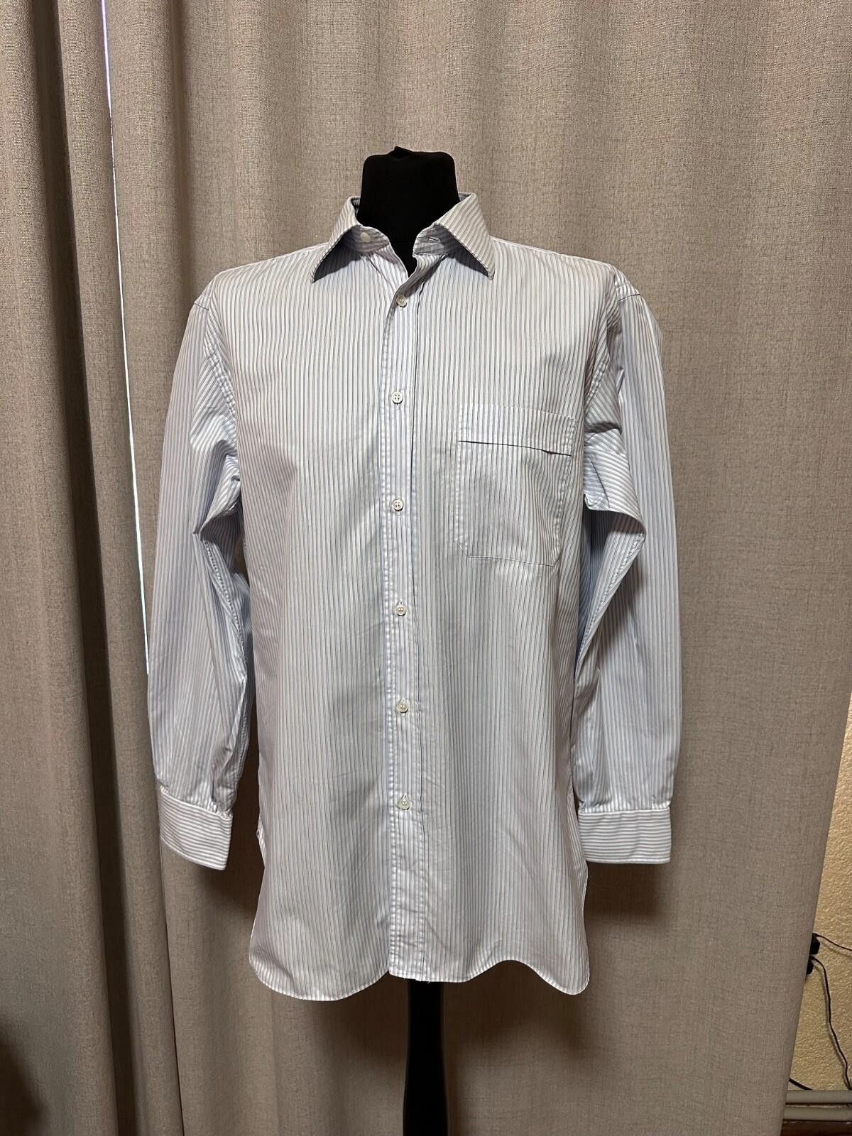 Brioni Brioni Men’s Dress Shirt Blue White Striped Button Italy 16 Size 42R - 1 Thumbnail