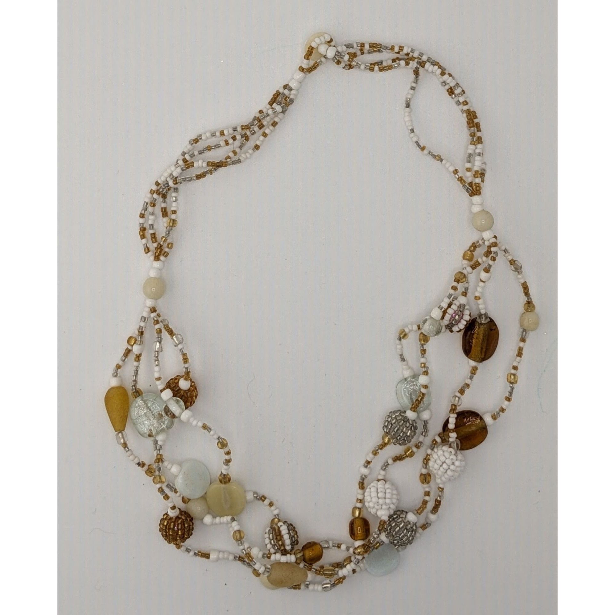 Handmade Handmade Vintage Earth Tone Beaded Multi-Strand Necklace Size ONE SIZE - 4 Thumbnail