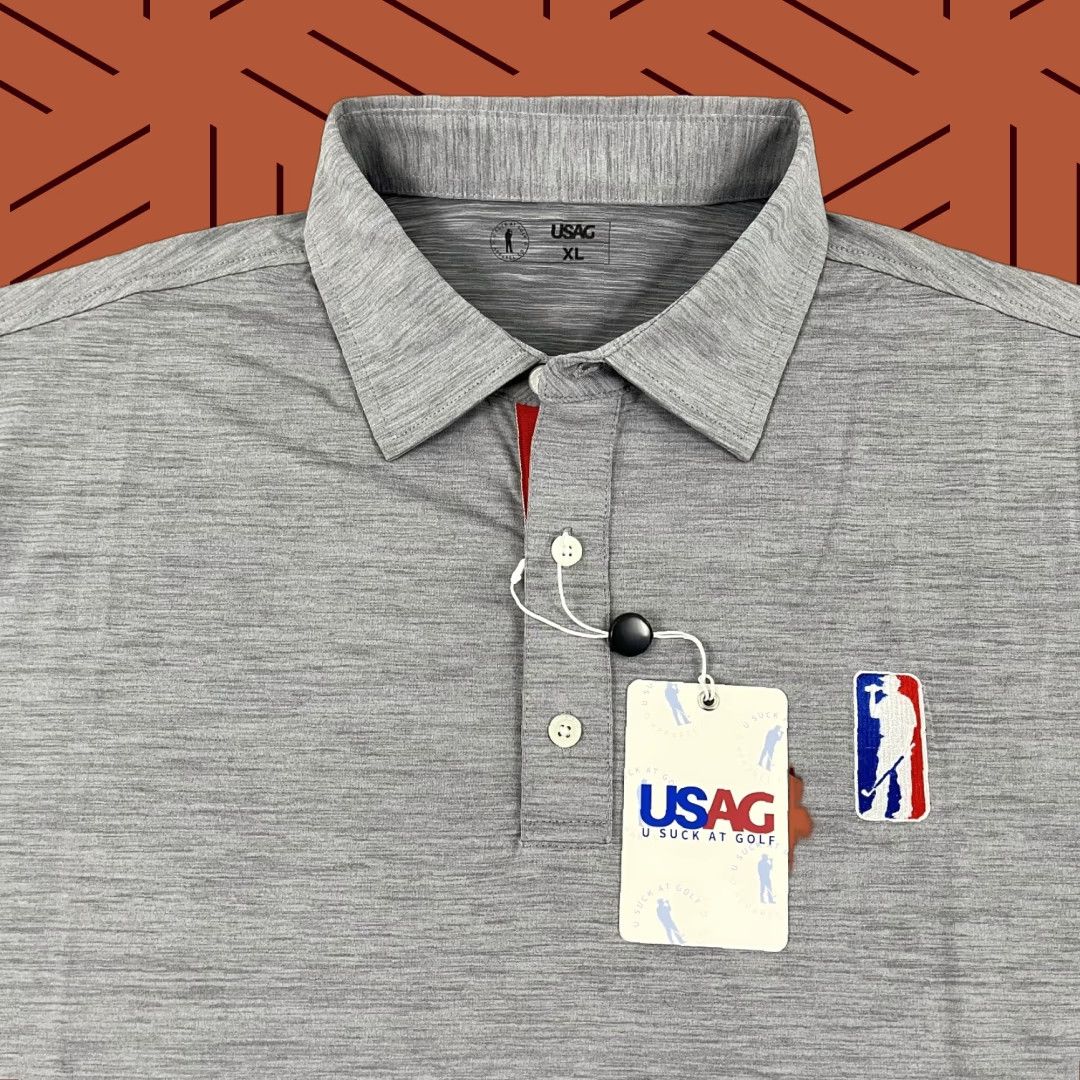 Vintage U Suck At Golf Polo Shirt Mens XL Gray Performance Stretch Preppy Funny NEW Size US XL / EU 56 / 4 - 1 Thumbnail