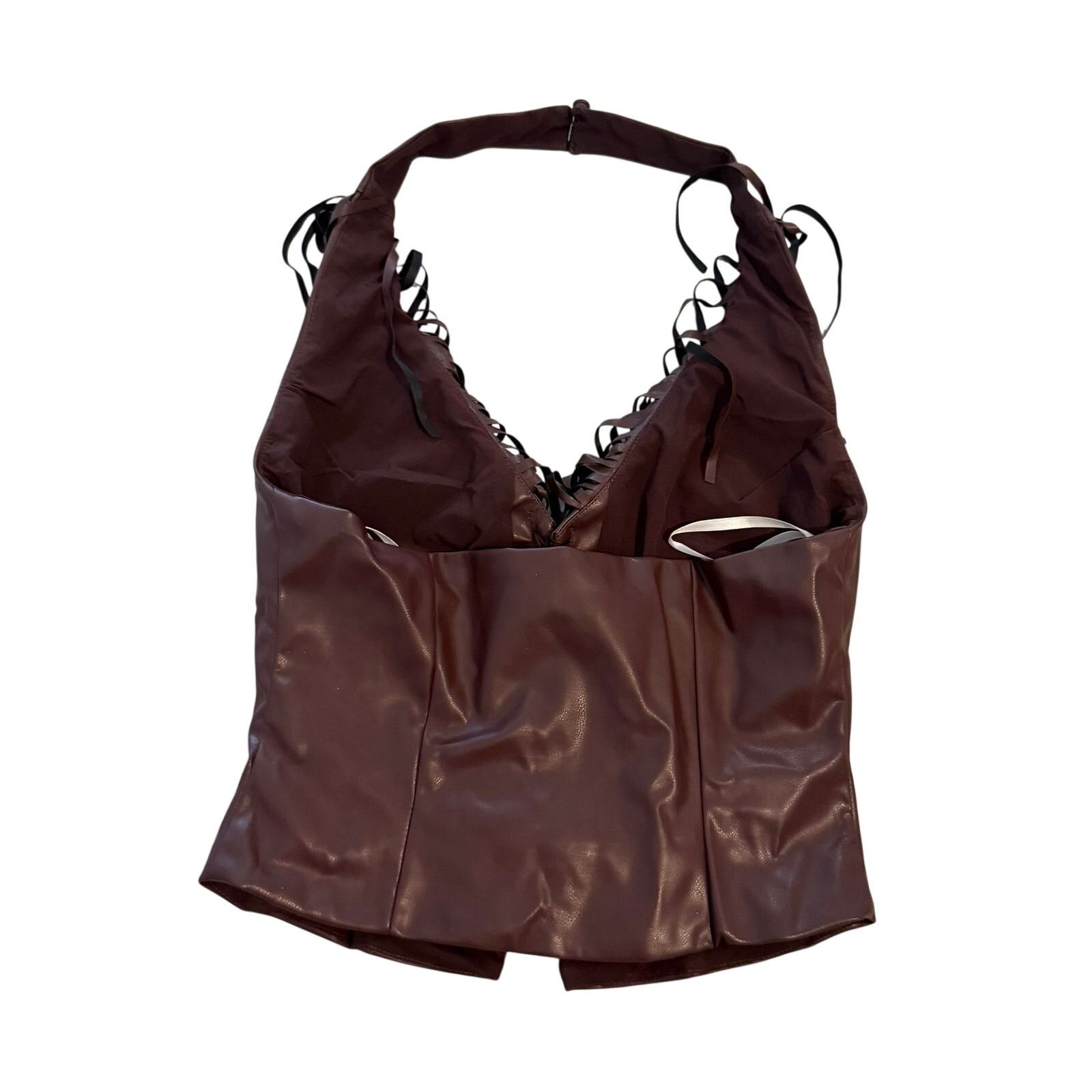 superdown Superdown Kay Faux Leather Top in Brown, Size S Size S / US 4 / IT 40 - 5 Thumbnail