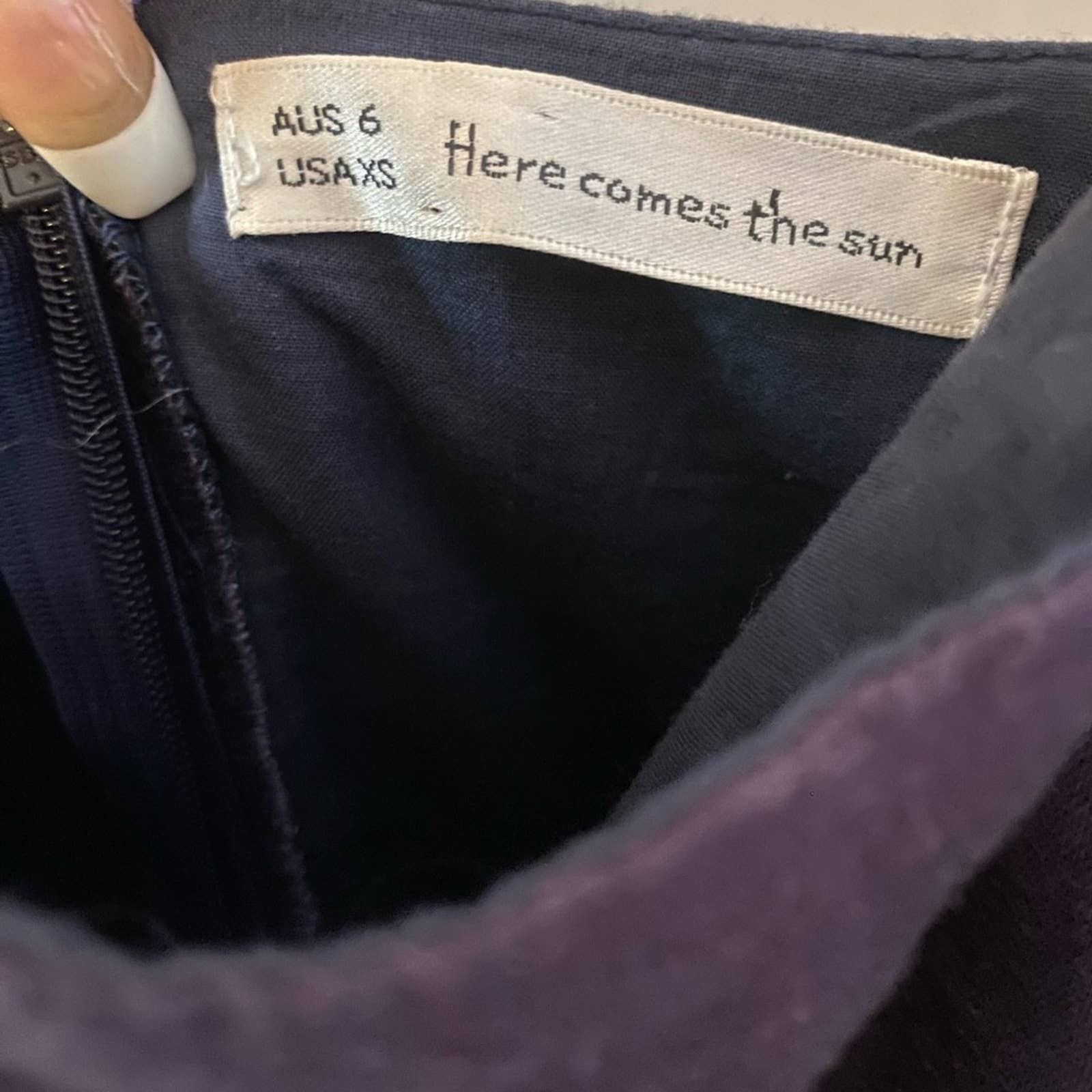 Other Here Comes The Sun CUFFED HEM BELTED JUMPSUIT NAVY XS Size 26" / US 2 / IT 38 - 7 Thumbnail