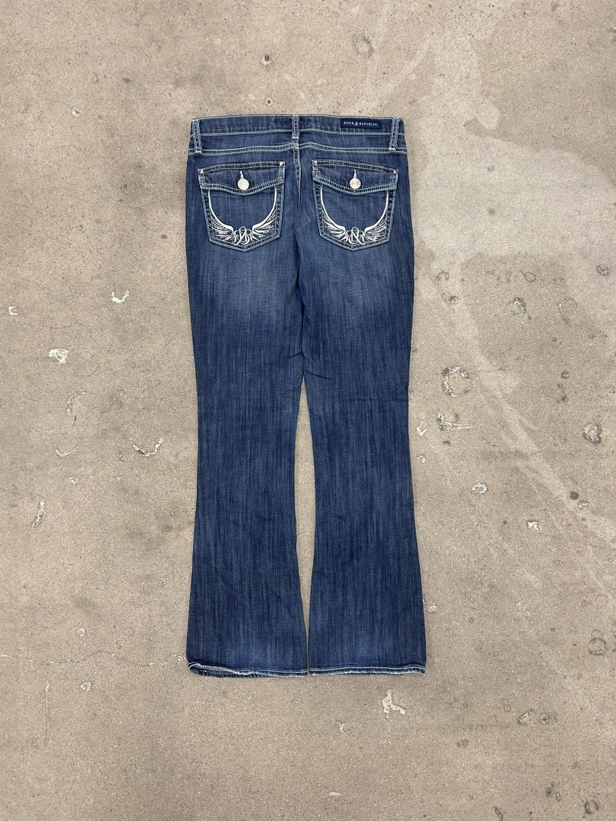 Affliction Vintage y2k Cybergrunge wing embroidered Bootcut flare low Size 30" / US 8 / IT 44 - 1 Thumbnail