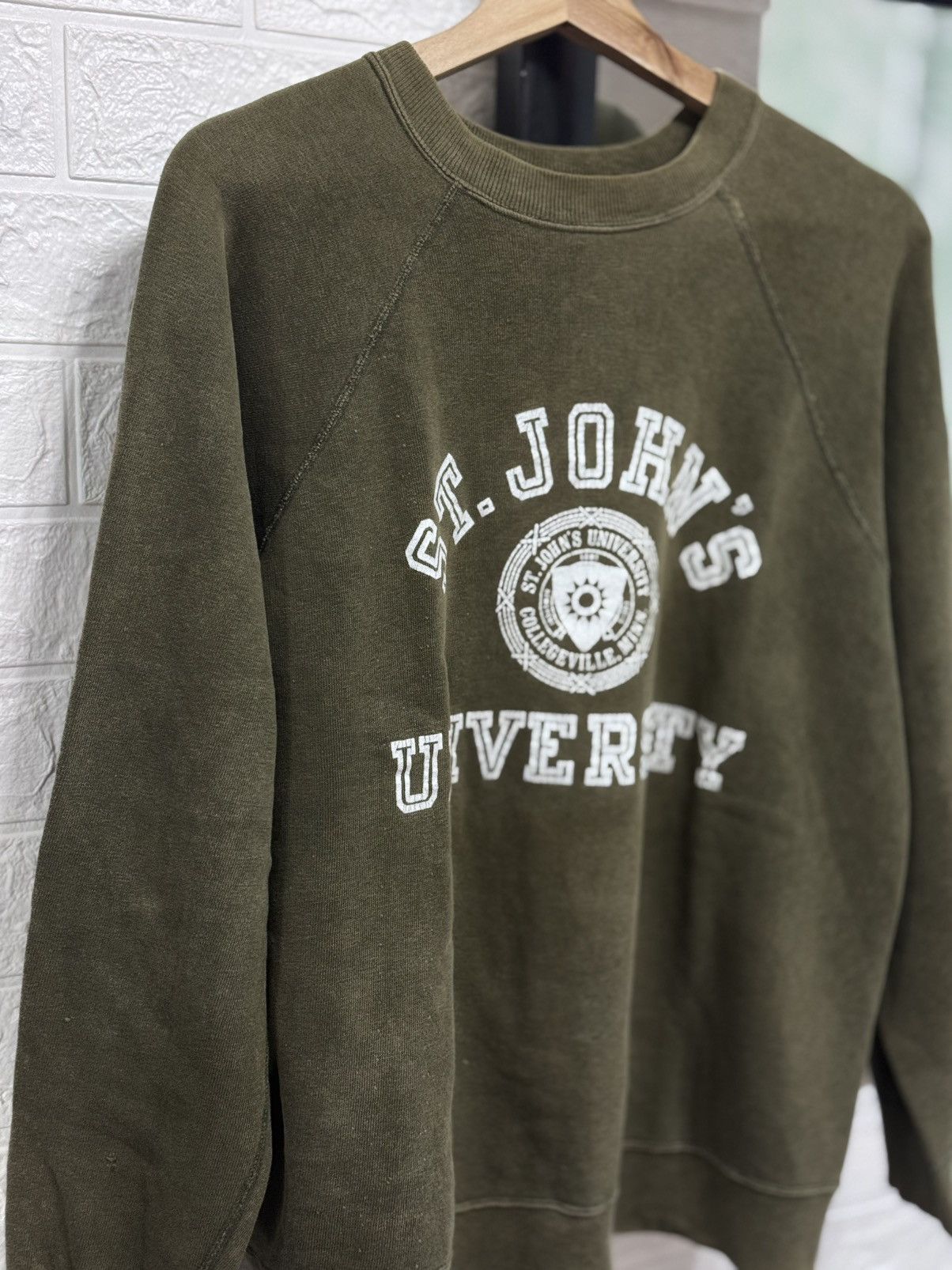 Vintage Vtg 60s St.John’s Univ. sweatshirt by Champion faded green Size US XL / EU 56 / 4 - 2 Thumbnail