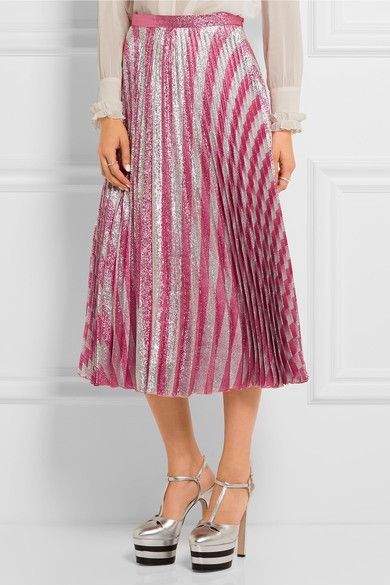 Gucci Gucci Runway Pleated Metallic Skirt In Pink Size 26" / US 2 / IT 38 - 1 Thumbnail
