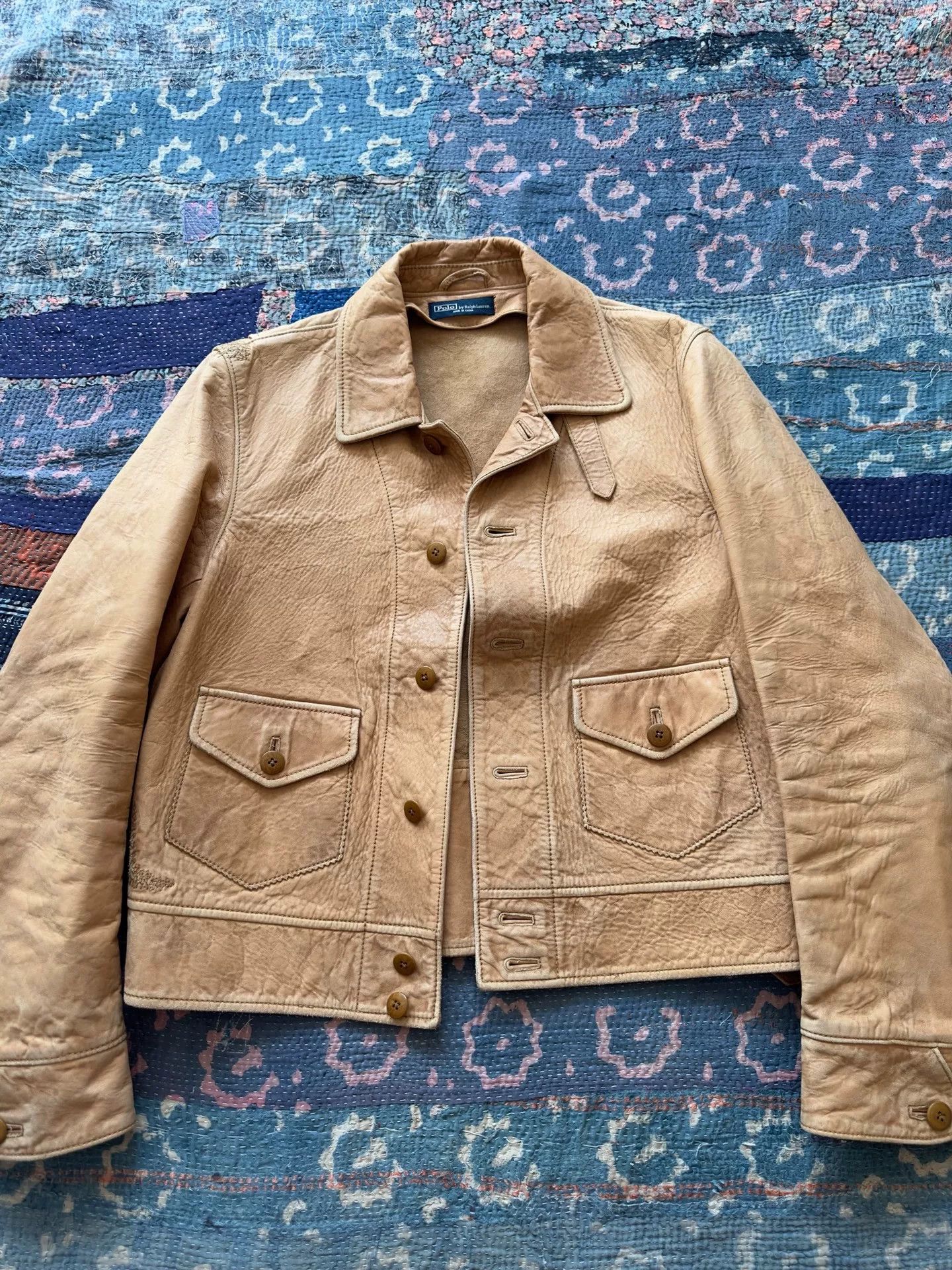 RRL Ralph Lauren beige leather jacket by polo ralph lauren Size US M / EU 48-50 / 2 - 1 Thumbnail