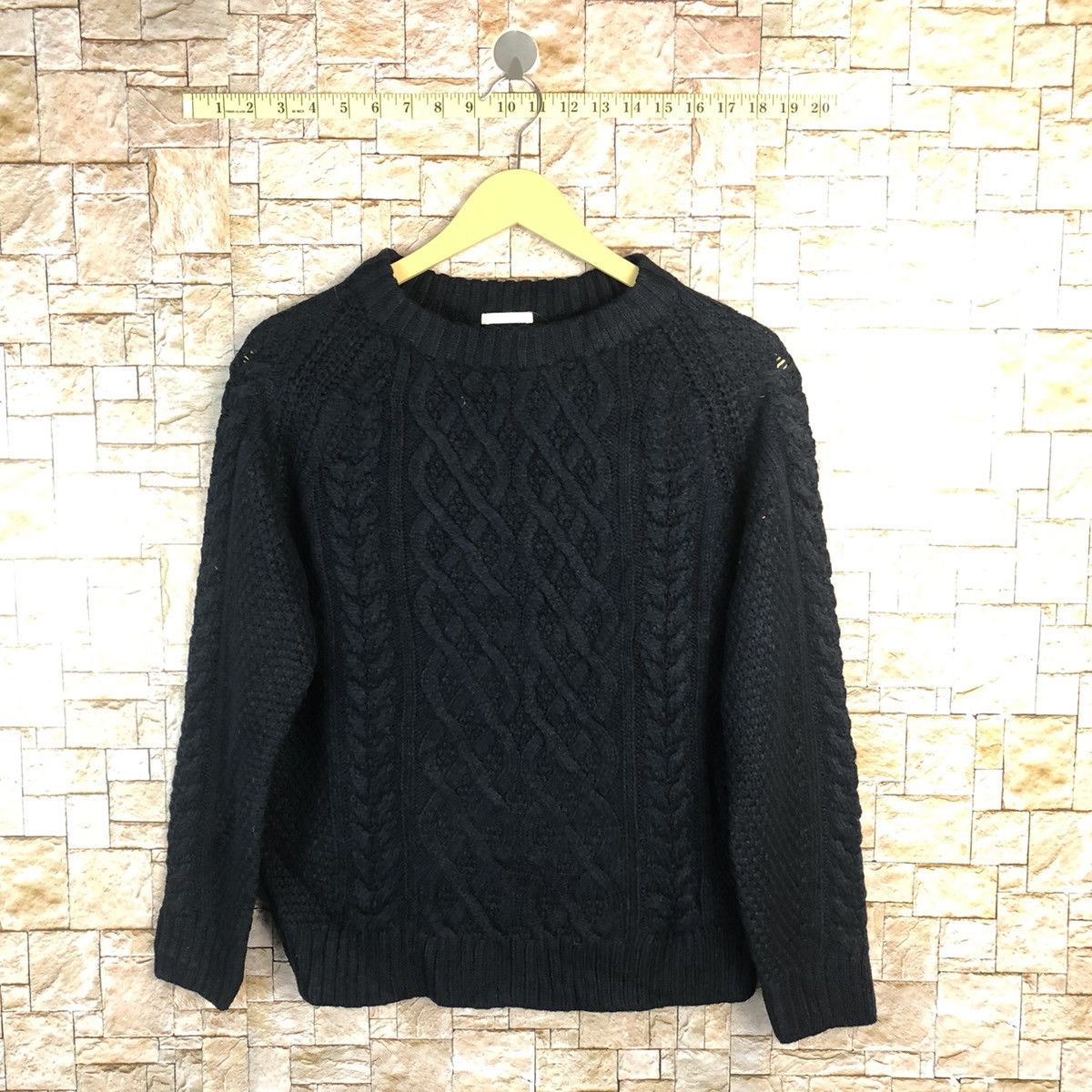 Aran Isles Knitwear × GU GU Dark Blue aran isle cable Knitwear #A762 Size S / US 4 / IT 40 - 1 Thumbnail