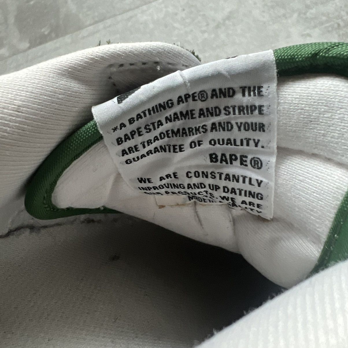 Bape A Bathing Ape BAPE 1st Camo Green Leather Bapesta Size US 5.5 / EU 38 - 11 Thumbnail