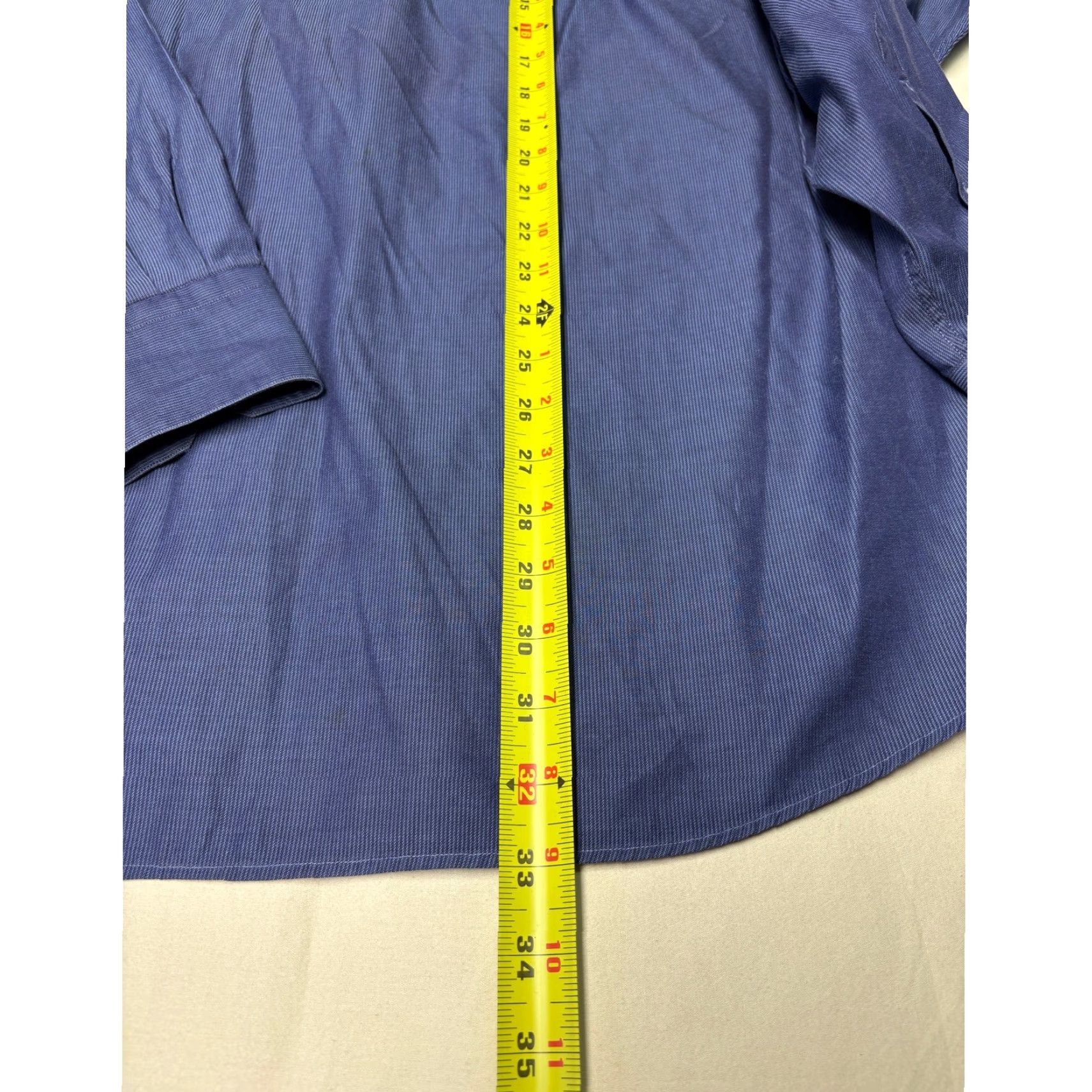 Vintage Principe Dress Shirt Mens Long Sleeve Blue Stripe 100s Two Ply Cotton Pinstripe Button-Down Collar 16.5 Neck 42 Chest Italy Regular Size 42 Size 42R - 7 Thumbnail