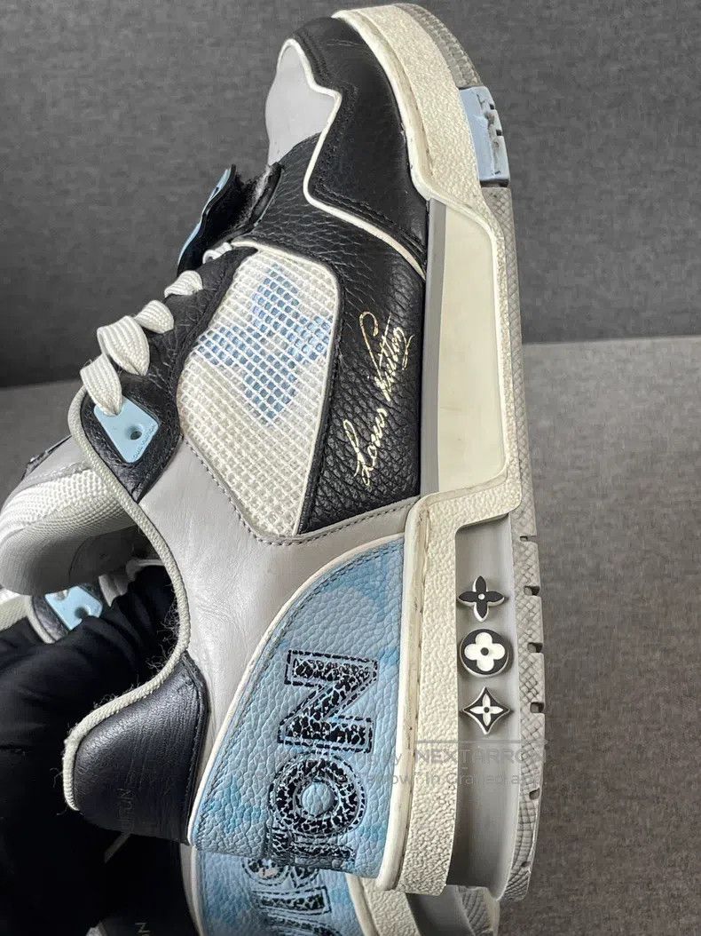 Louis Vuitton Louis Vuitton Trainer Blue and Black Velcro Board Shoes Size US 5.5 / EU 38 - 4 Thumbnail