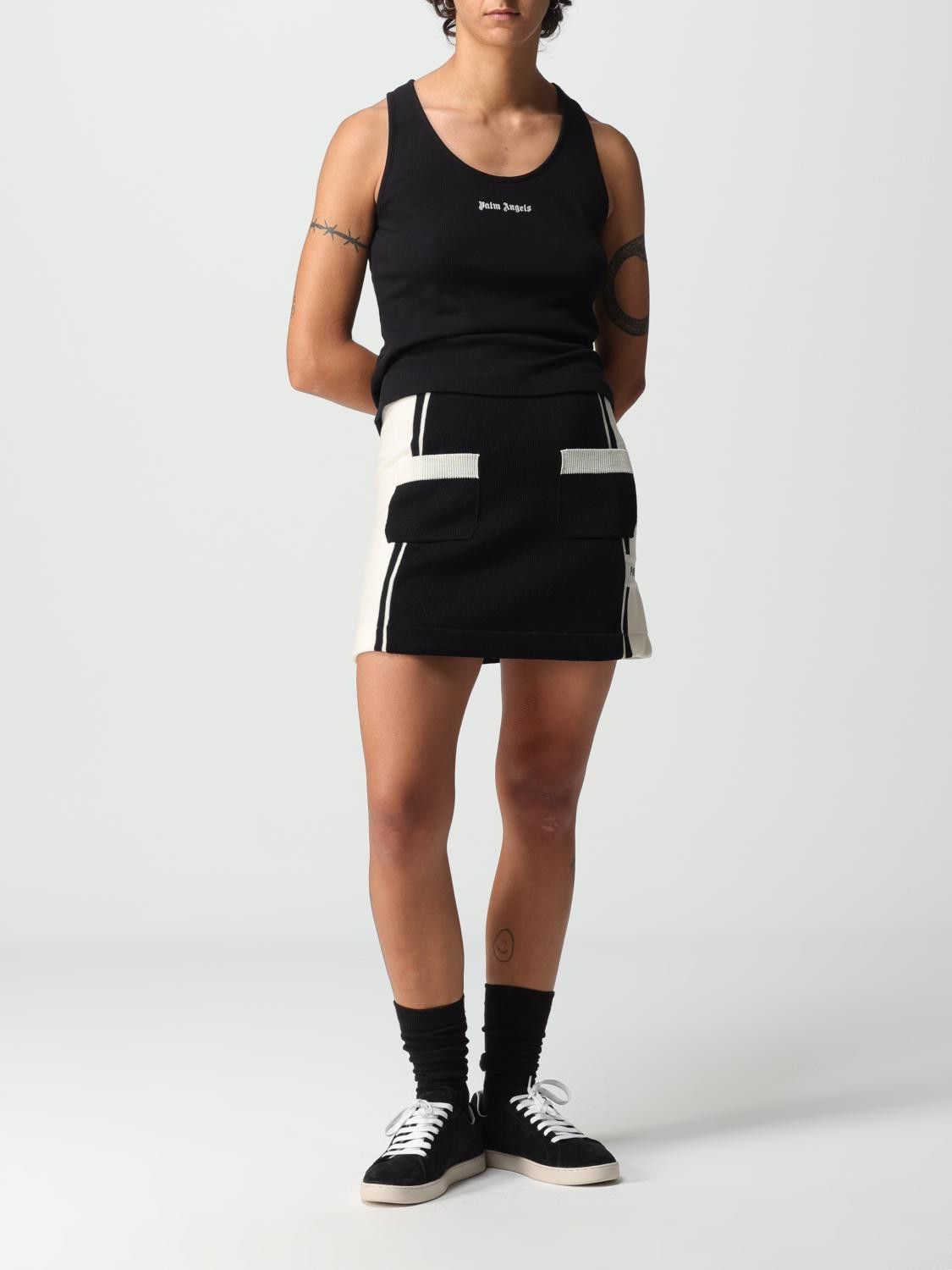 Palm Angels o1y1125 Mini Skirt in Black/White Size 26" / US 2 / IT 38 - 2 Thumbnail