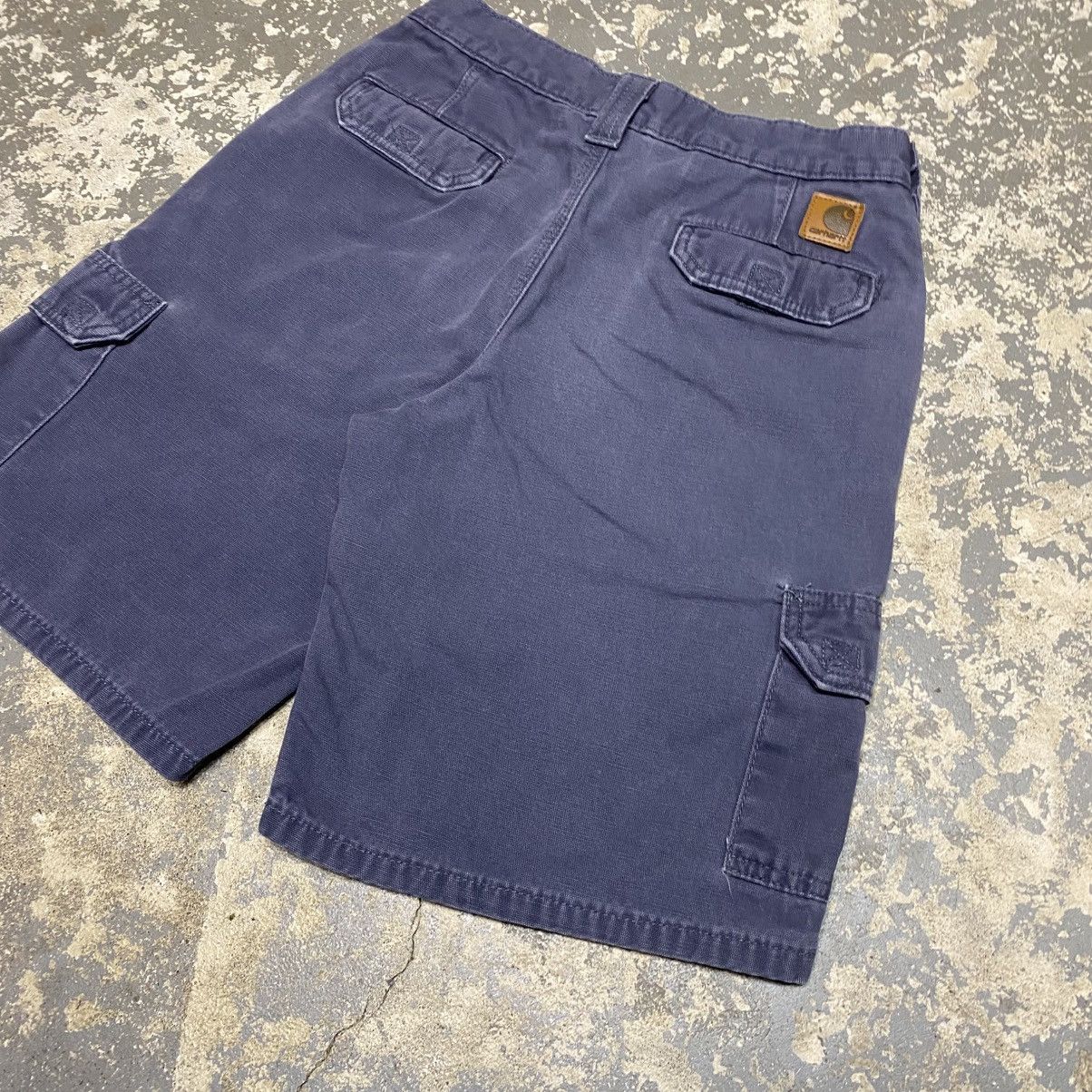 Carhartt × Vintage Vintage Carhartt Grey/Navy YYB164 BLS Cargo Workwear Shorts Size US 27 - 10 Thumbnail