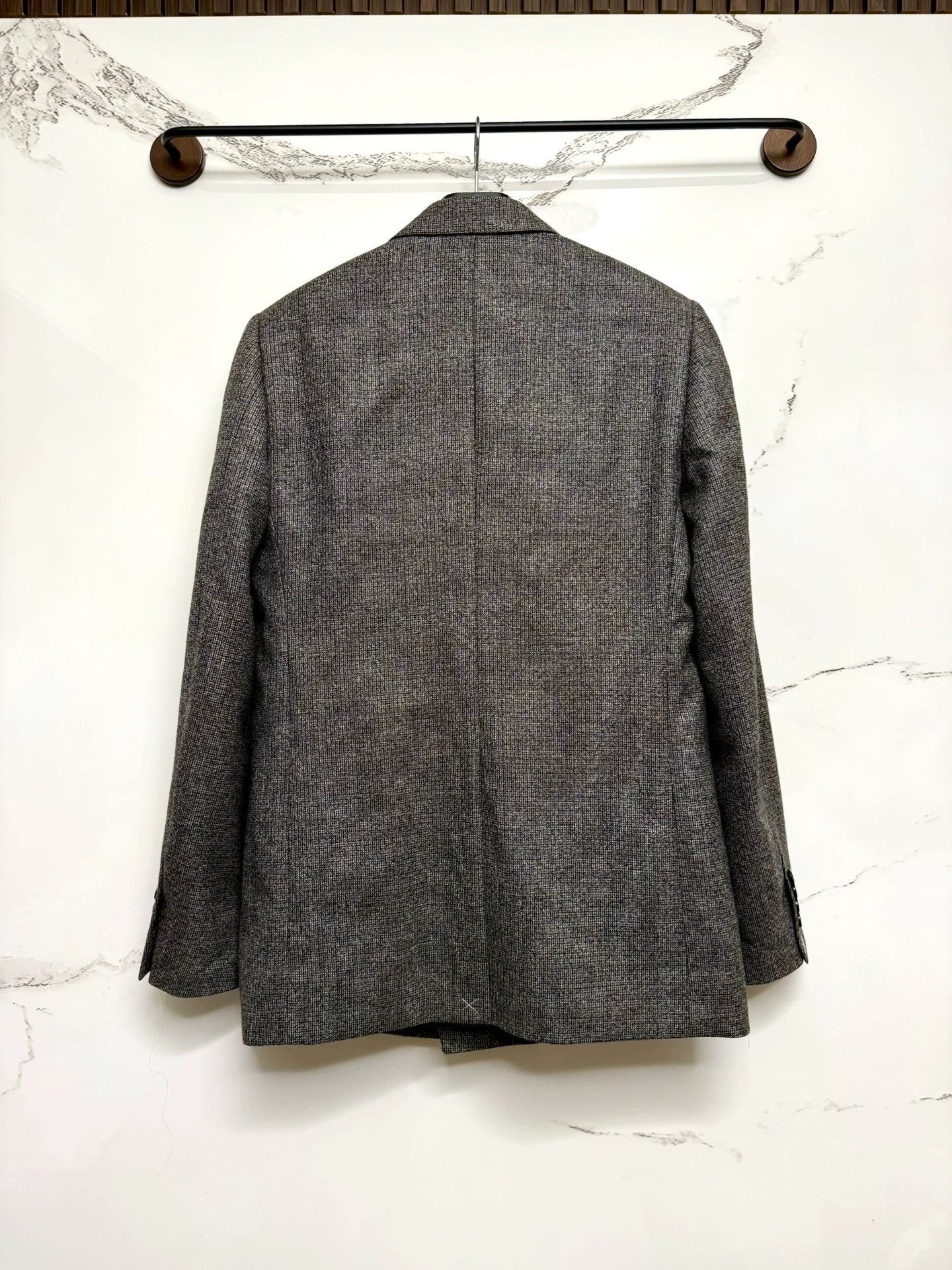Celine Celine Grey Snowflake Double-Breasted Peaked Lapel Blazer Size 40R - 2 Thumbnail